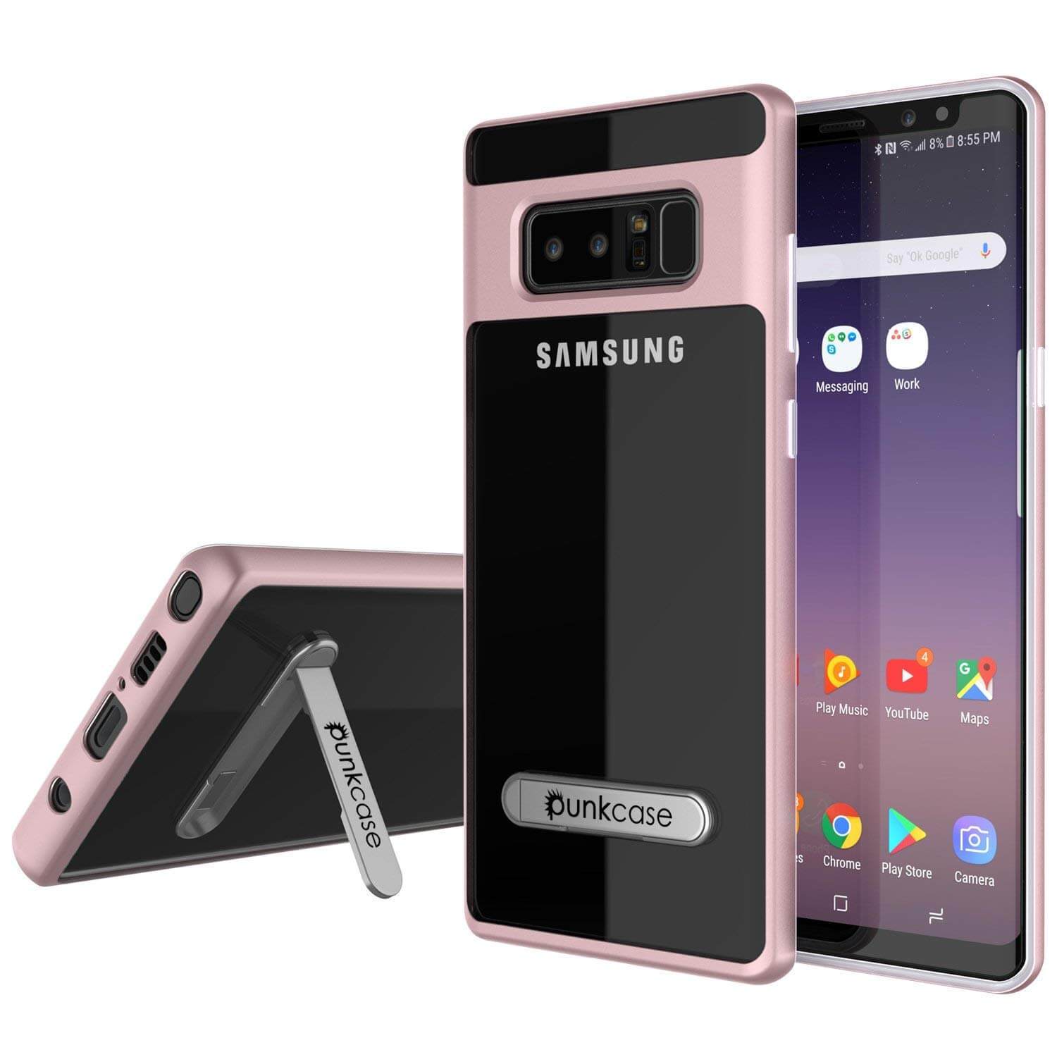 Galaxy Note 8 Case, PUNKcase [LUCID 3.0 Series] Armor Cover w/Integrated Kickstand [Rose Gold]