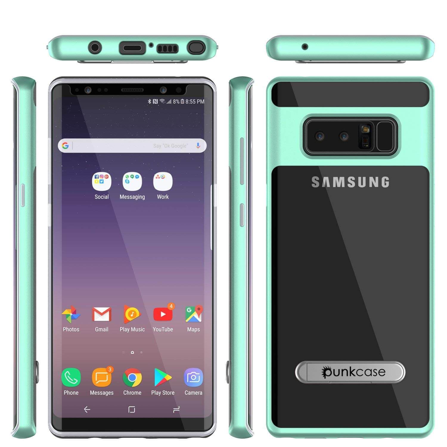 Galaxy Note 8 Case, PUNKcase [LUCID 3.0 Series] Armor Cover w/Integrated Kickstand [Teal] - PunkCase NZ
