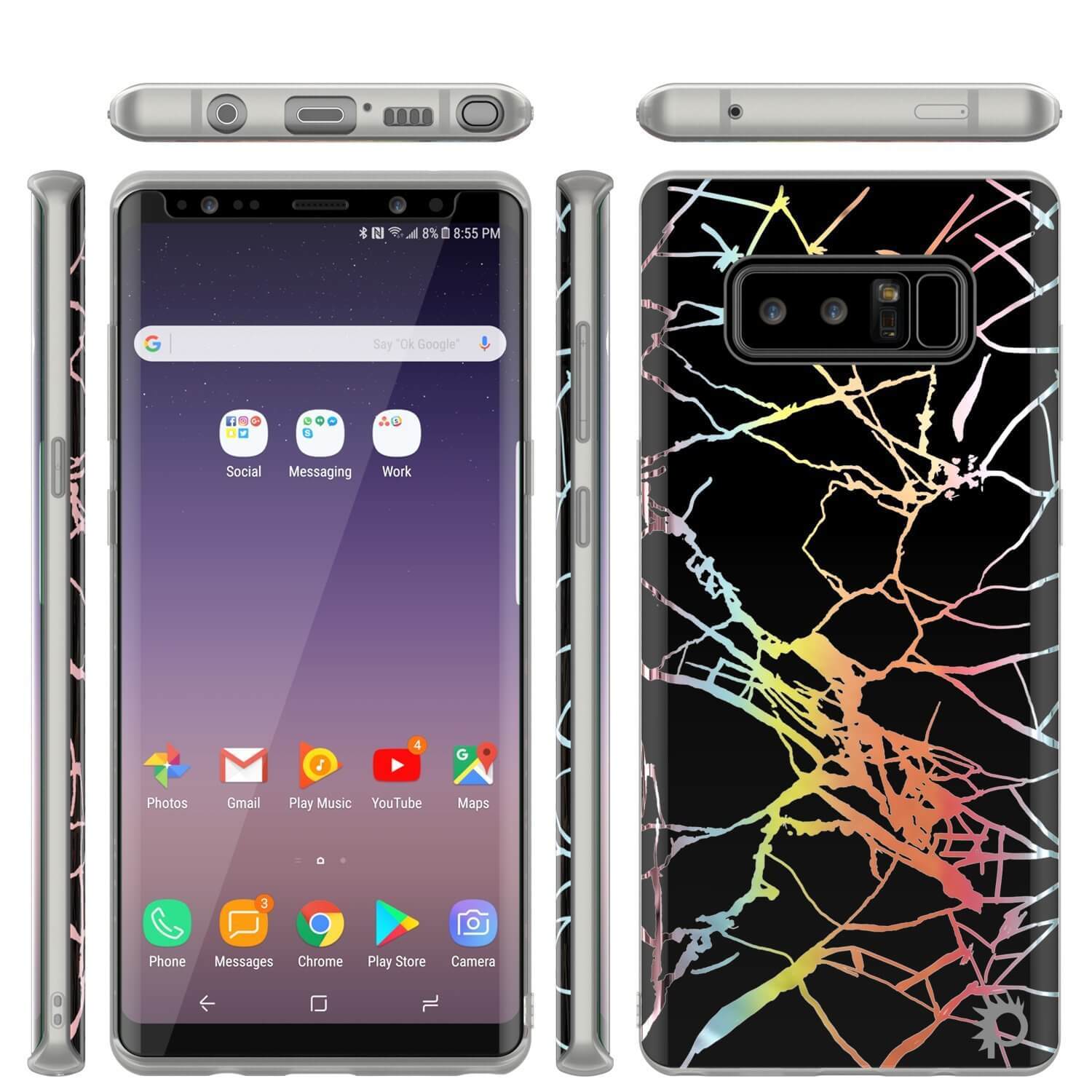 Punkcase Galaxy Note 8 Marble Case, Protective Full Body Cover W/PunkShield Screen Protector (Black Mirage) - PunkCase NZ