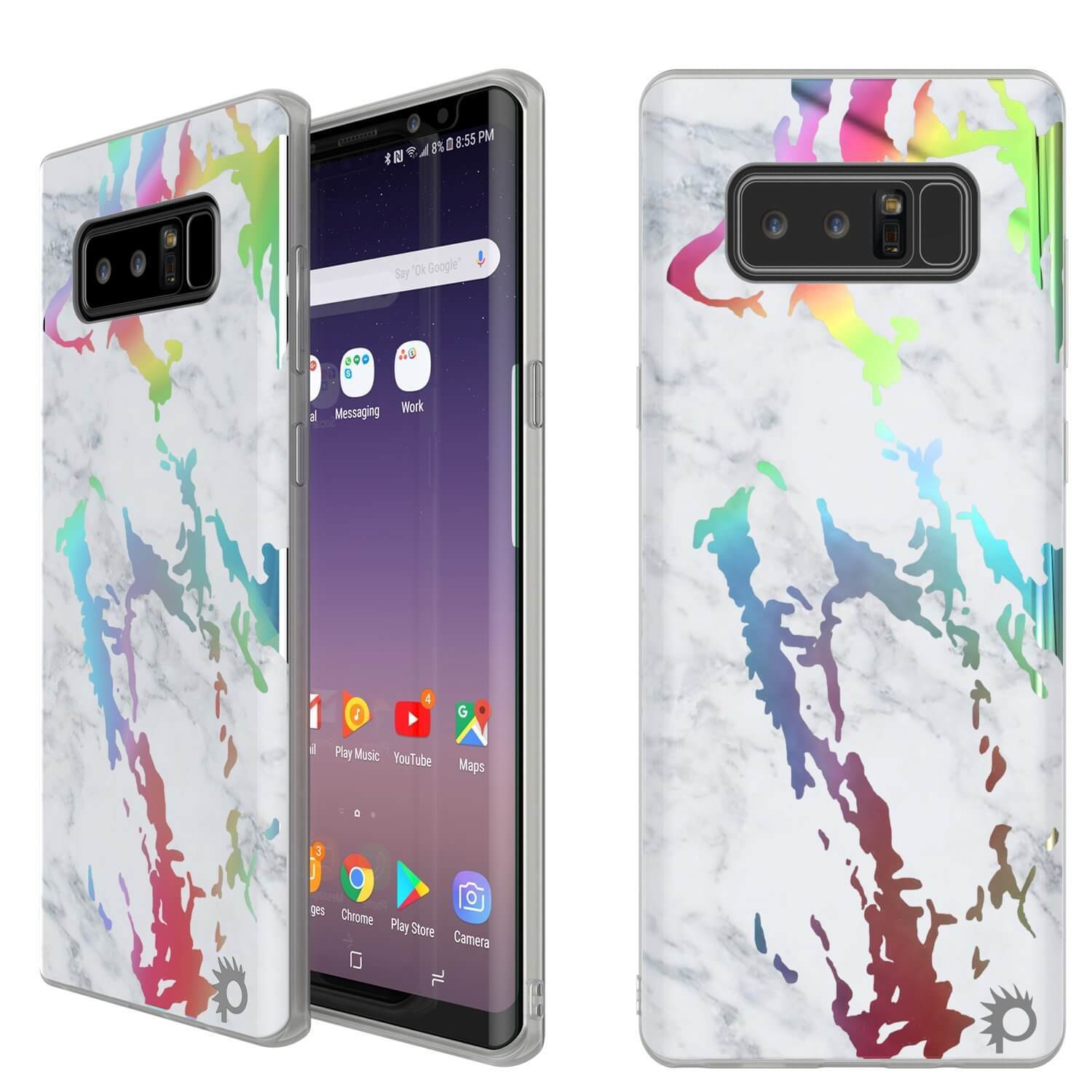 Punkcase Galaxy Note 8 Marble Case, Protective Full Body Cover W/PunkShield Screen Protector (Blanco Marmo)