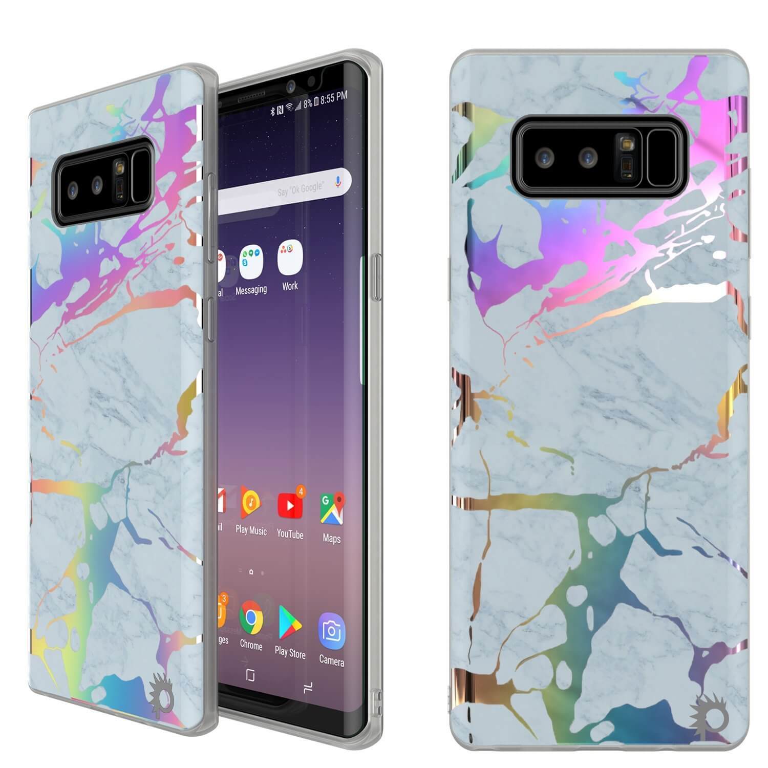Punkcase Galaxy Note 8 Marble Case, Protective Full Body Cover W/PunkShield Screen Protector (Blue Marmo)
