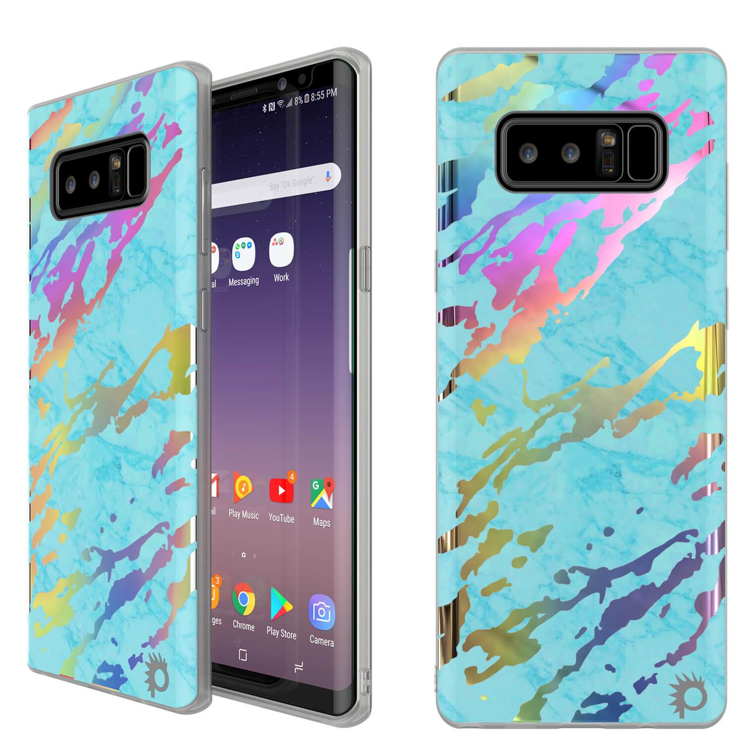Punkcase Galaxy Note 8 Marble Case, Protective Full Body Cover W/PunkShield Screen Protector (Teal Onyx)