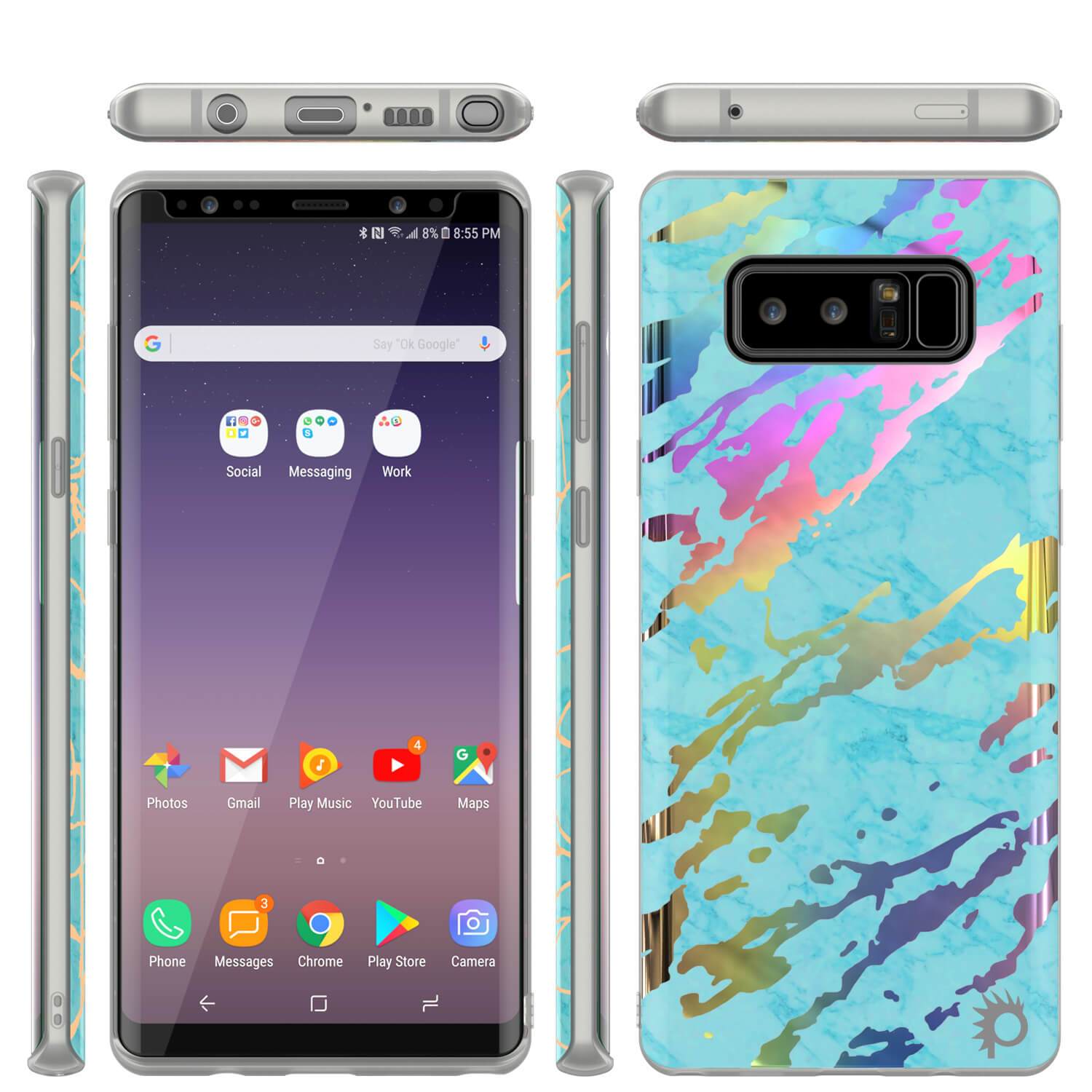 Punkcase Galaxy Note 8 Marble Case, Protective Full Body Cover W/PunkShield Screen Protector (Teal Onyx) - PunkCase NZ