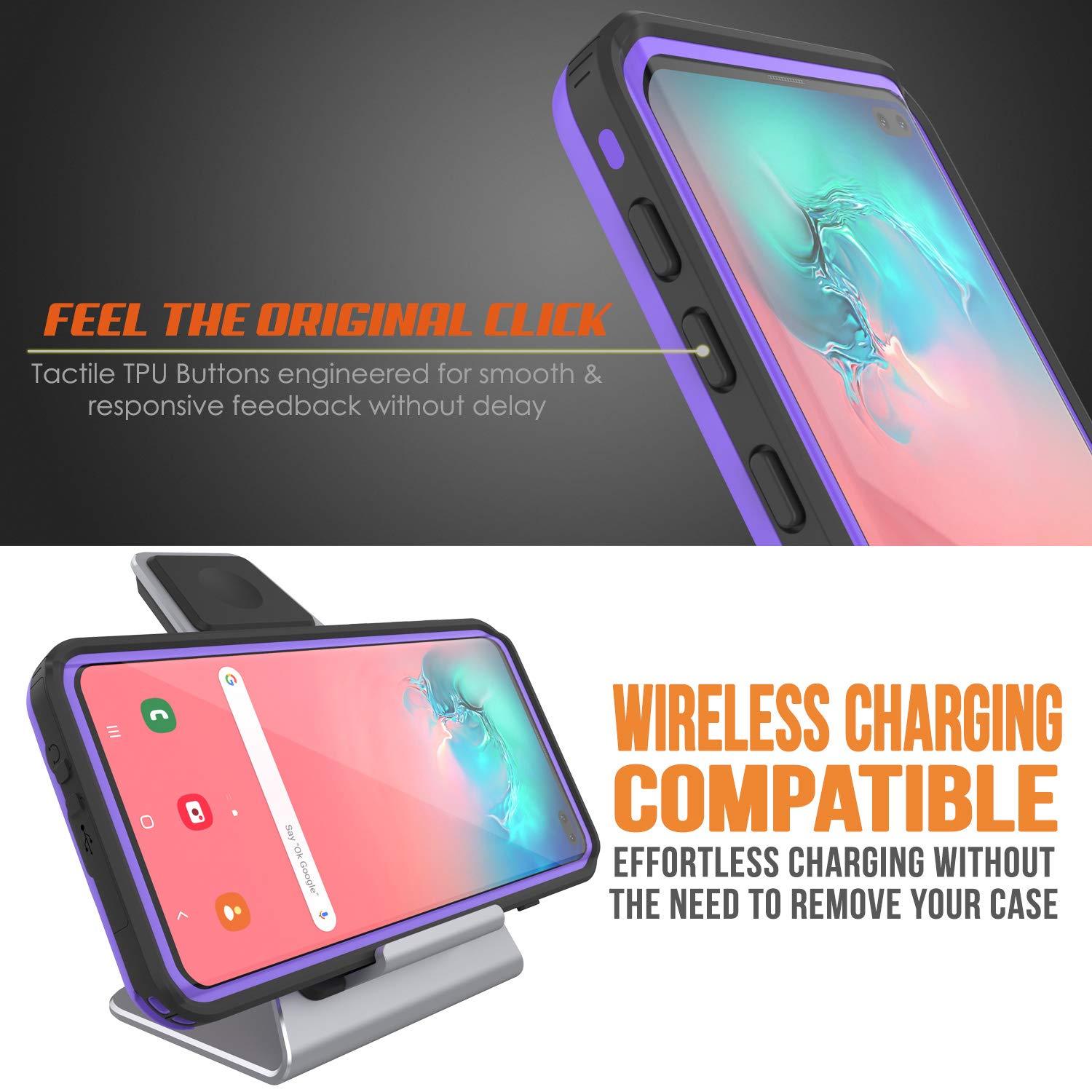 Galaxy S10+ Plus Waterproof Case, Punkcase [KickStud Series] Armor Cover [Purple]
