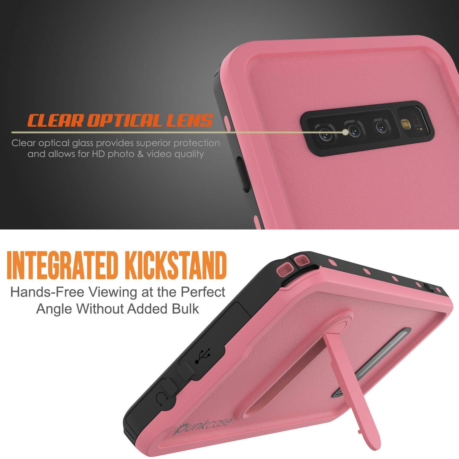 Galaxy S10 Waterproof Case, Punkcase [KickStud Series] Armor Cover [Pink]