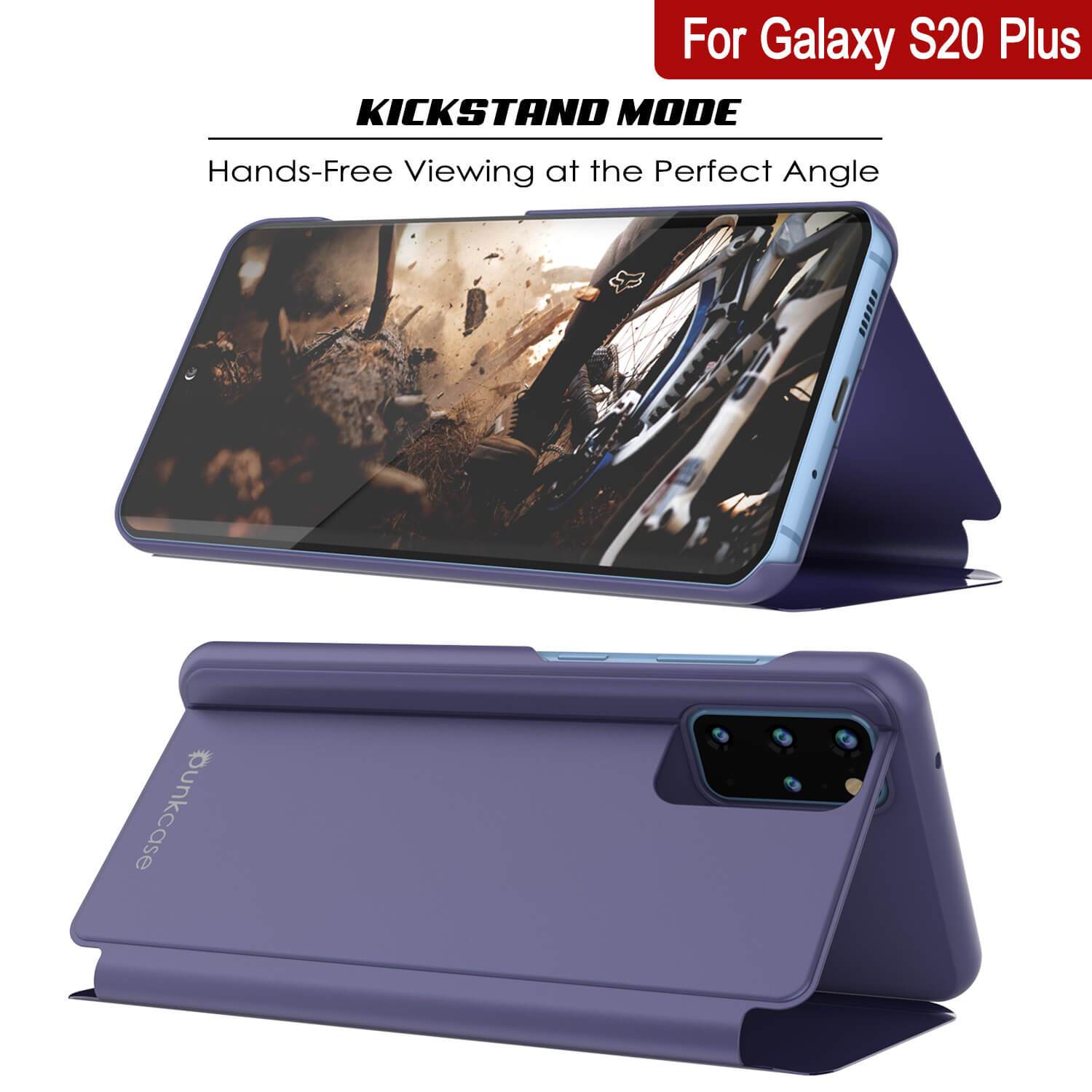 Punkcase Galaxy S20+ Plus Reflector Case Protective Flip Cover [Purple]