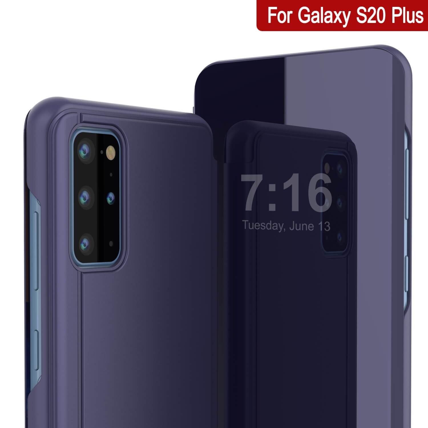 Punkcase Galaxy S20+ Plus Reflector Case Protective Flip Cover [Purple]