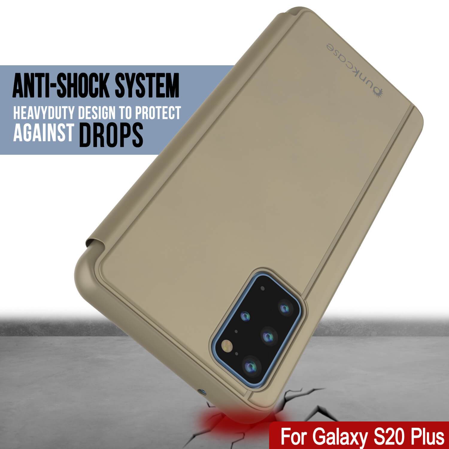 Punkcase Galaxy S20+ Plus Reflector Case Protective Flip Cover [Gold]