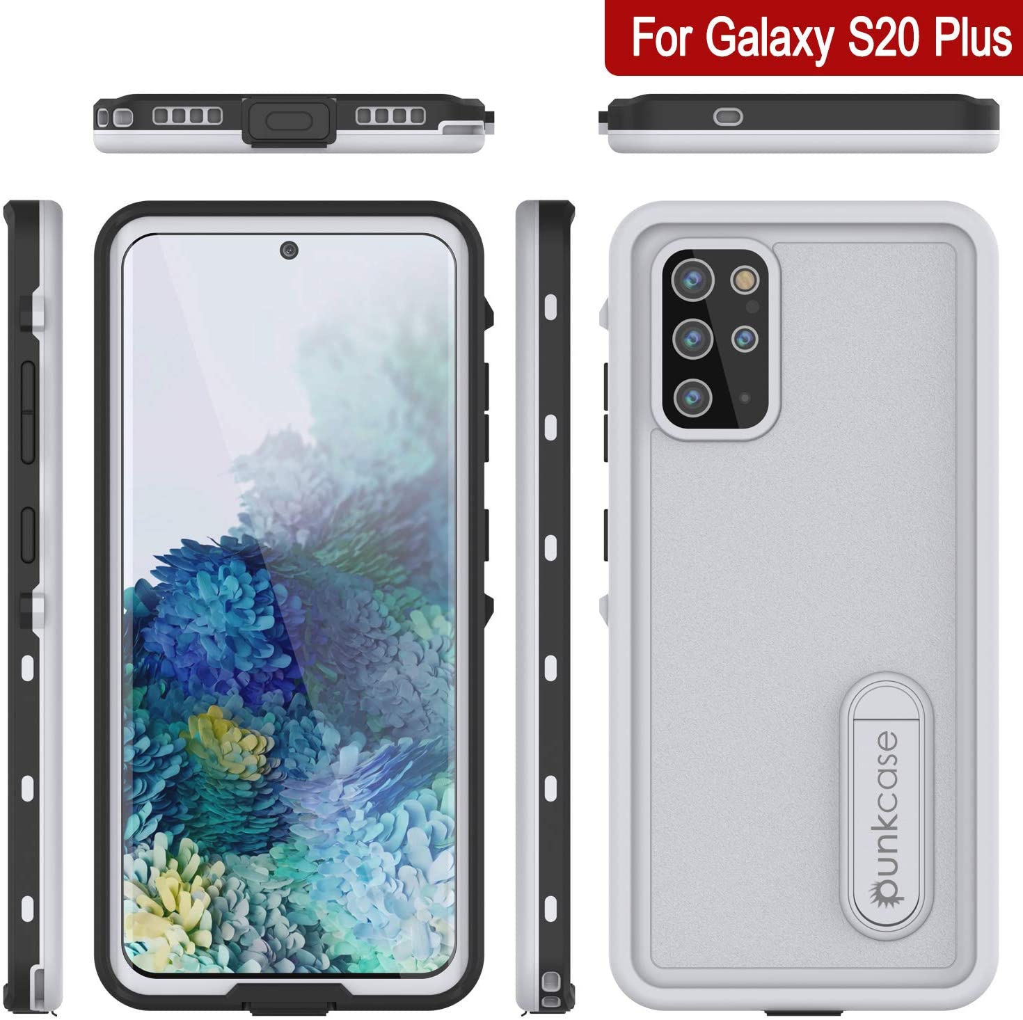 Galaxy S20+ Plus Waterproof Case, Punkcase [KickStud Series] Armor Cover [White]