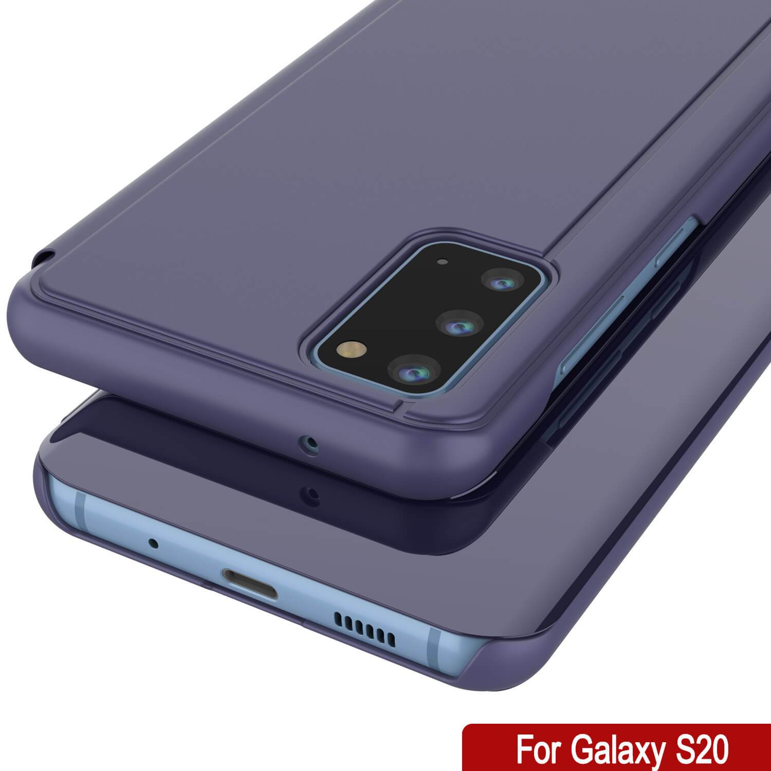 Punkcase Galaxy S20 Reflector Case Protective Flip Cover [Purple]