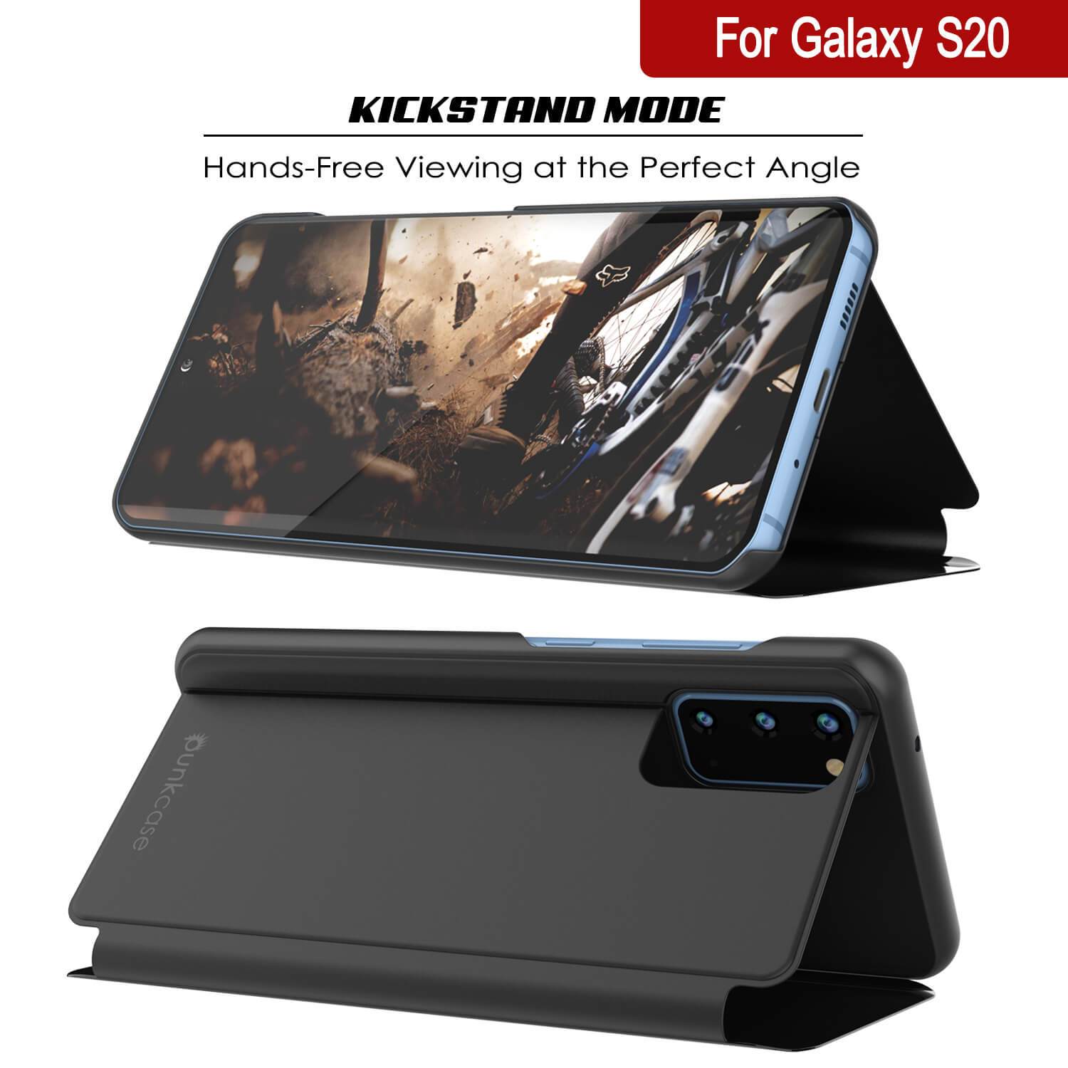 Punkcase Galaxy S20 Reflector Case Protective Flip Cover [Black]