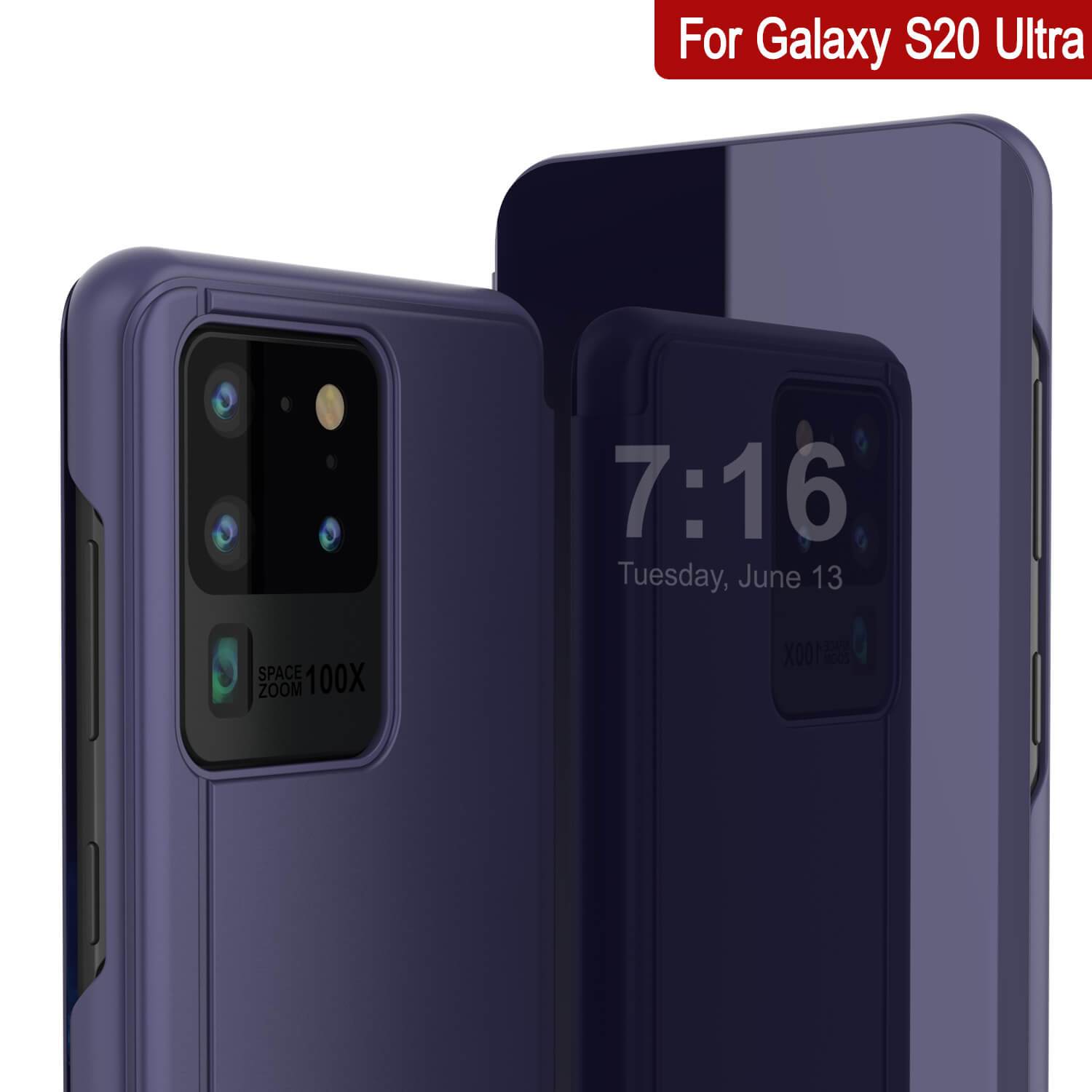 Punkcase Galaxy S20 Ultra Reflector Case Protective Flip Cover [Purple]