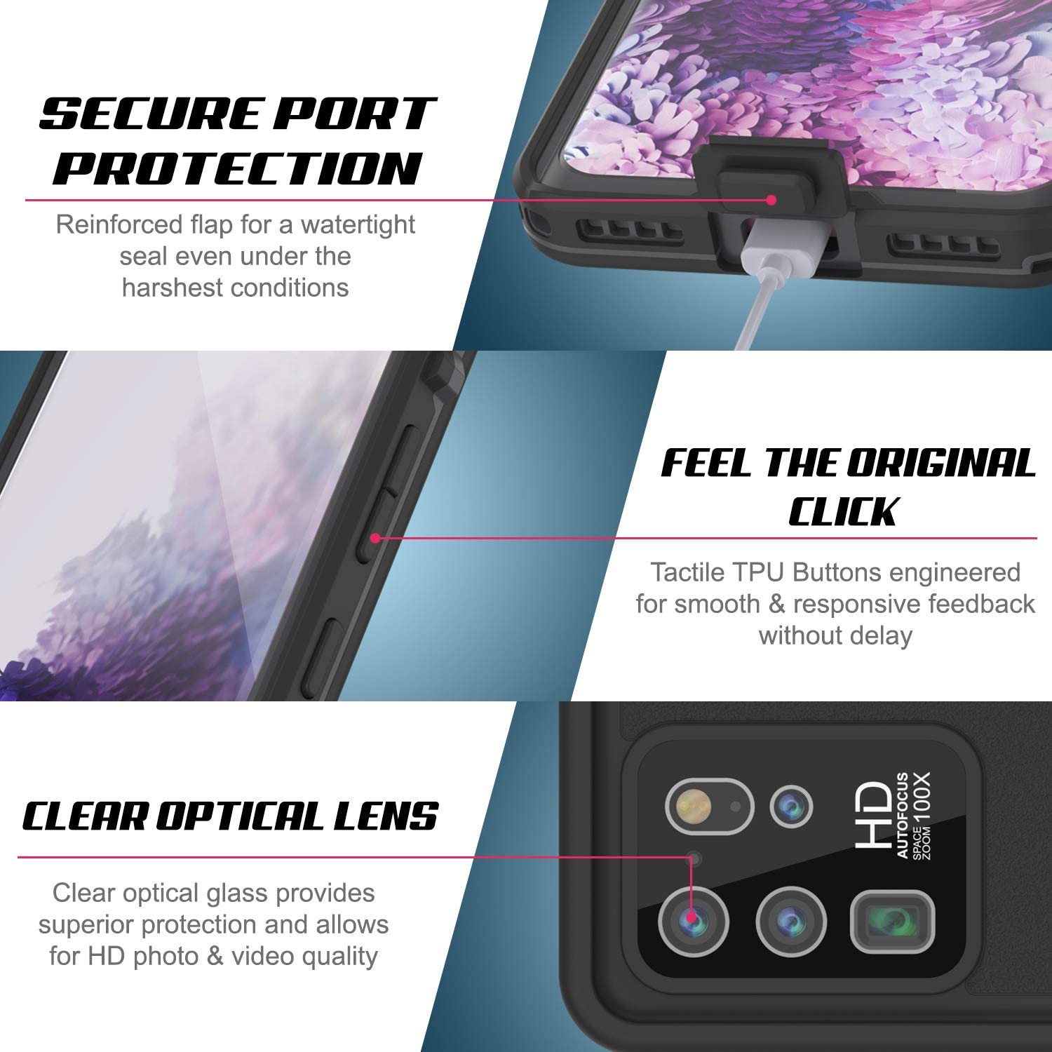 Galaxy S20 Ultra Waterproof Case, Punkcase [KickStud Series] Armor Cover [Purple]