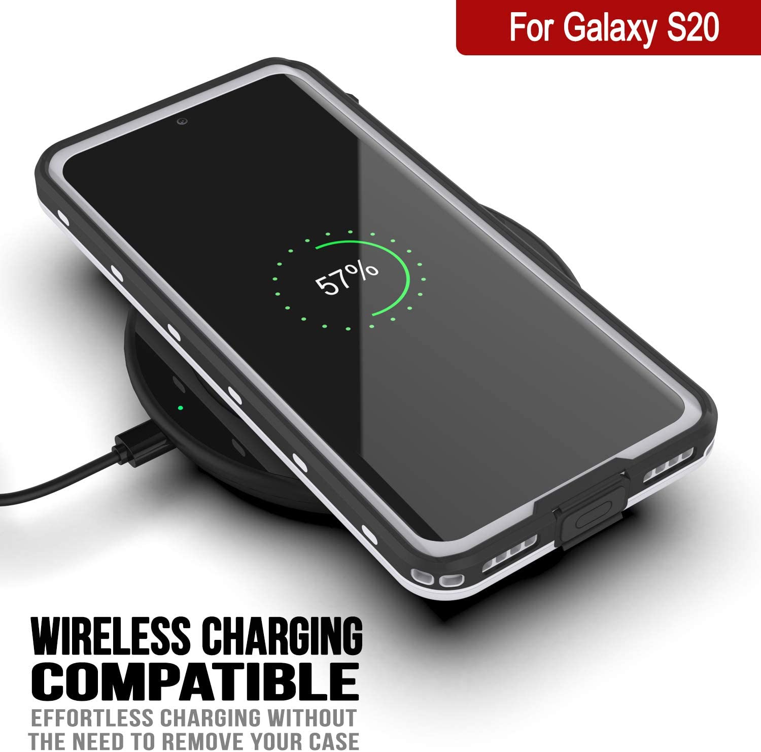 Galaxy S20 Waterproof Case, Punkcase [KickStud Series] Armor Cover [White]