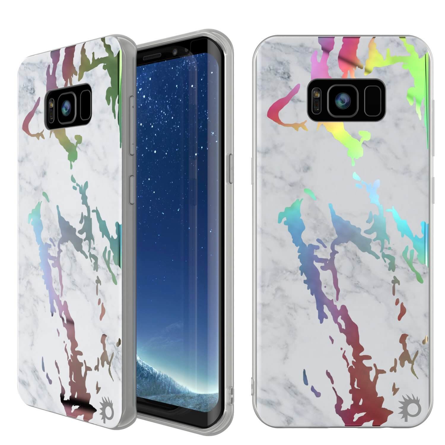 Punkcase Galaxy S8 Marble Case, Protective Full Body Cover W/PunkShield Screen Protector (Blanco Marmo)
