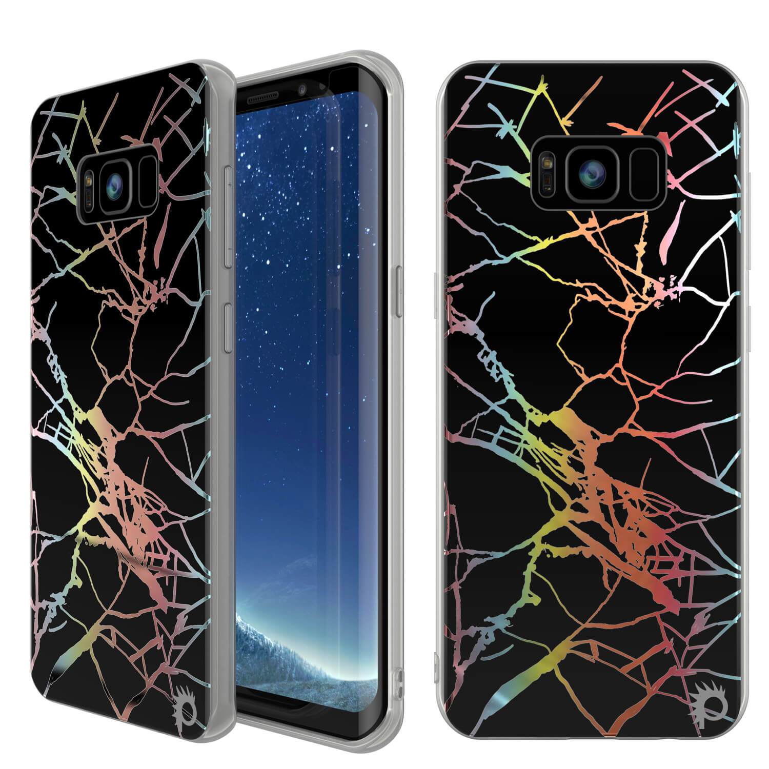 Punkcase Galaxy S8+ PLUS Marble Case, Protective Full Body Cover W/PunkShield Screen Protector (Black Mirage)