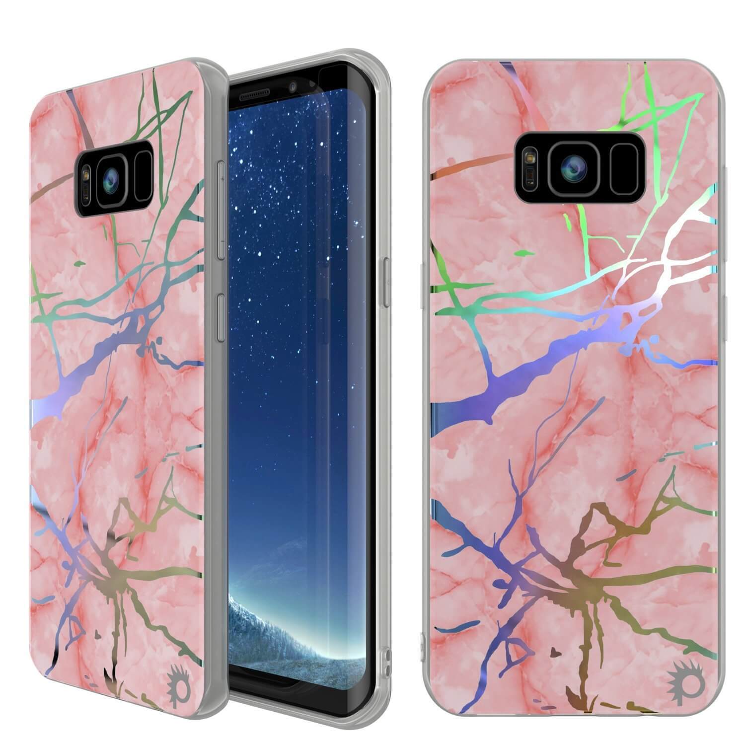 Punkcase Galaxy S8+ PLUS Marble Case, Protective Full Body Cover W/PunkShield Screen Protector (Rose Mirage)