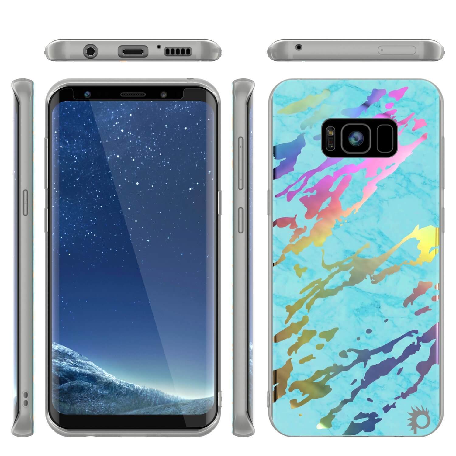 Punkcase Galaxy S8+ PLUS Marble Case, Protective Full Body Cover W/PunkShield Screen Protector (Teal Onyx) - PunkCase NZ
