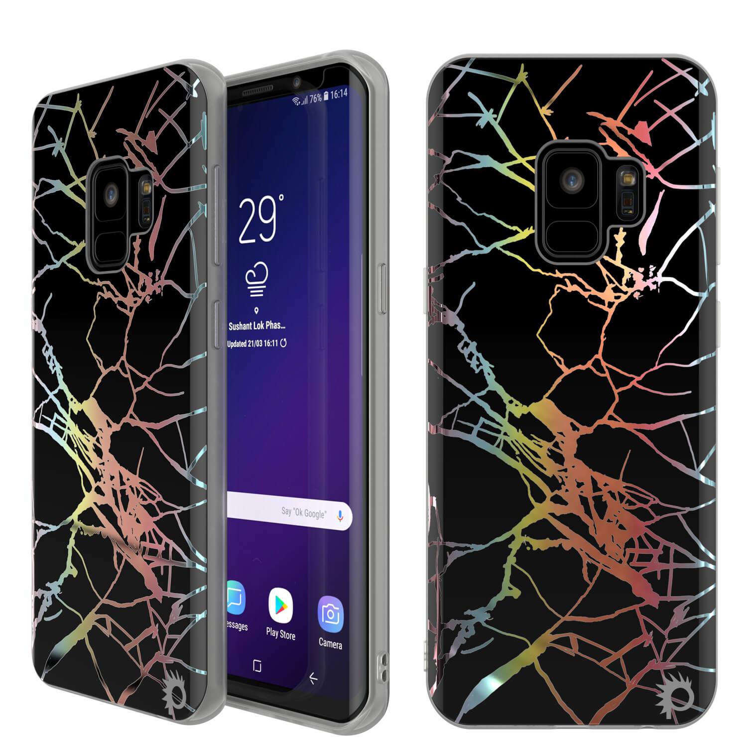 Punkcase Galaxy S9 Marble Case, Protective Full Body Cover W/PunkShield Screen Protector (Black Mirage) - PunkCase NZ