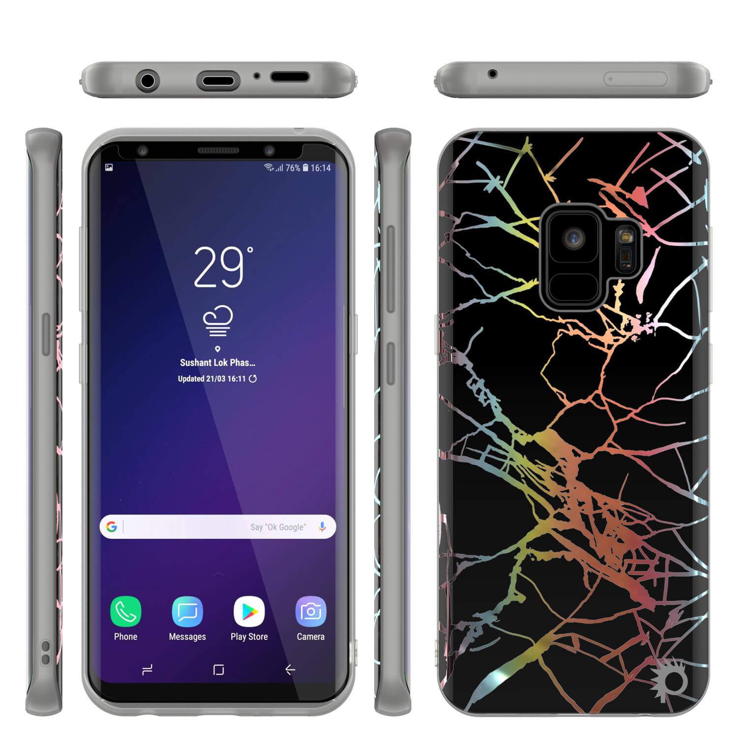 Punkcase Galaxy S9 Marble Case, Protective Full Body Cover W/PunkShield Screen Protector (Black Mirage) - PunkCase NZ