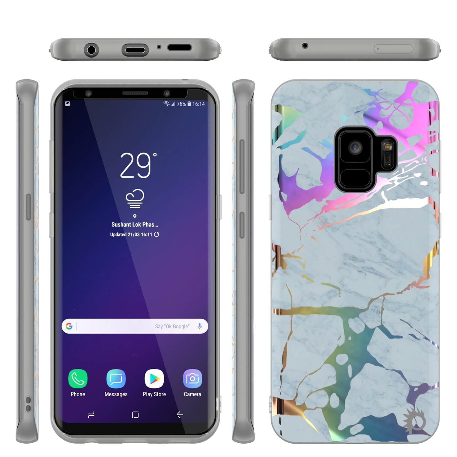 Punkcase Galaxy S9 Marble Case, Protective Full Body Cover W/PunkShield Screen Protector (Blue Marmo) - PunkCase NZ