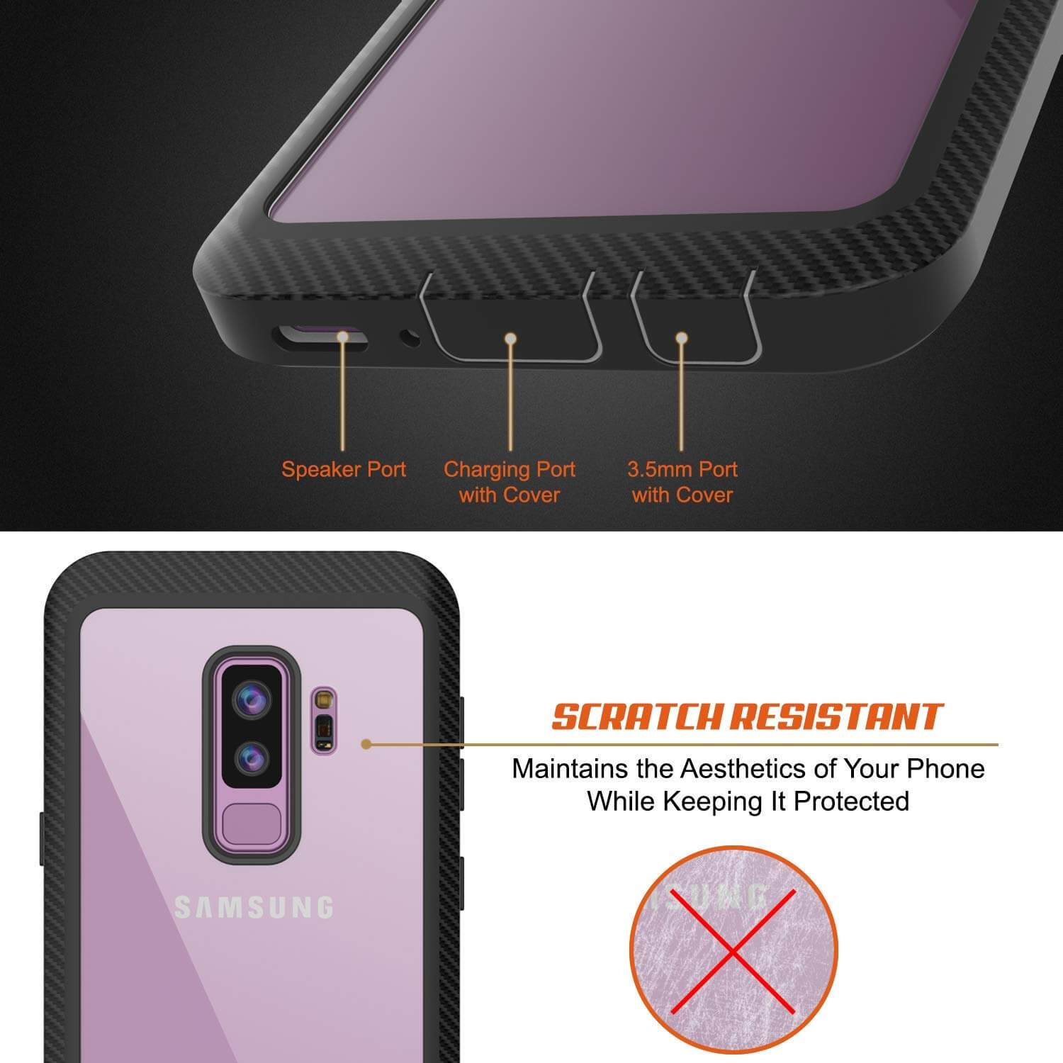 PunkCase Galaxy S21 Ultra Case, [Spartan Series] Clear Rugged Heavy Duty Cover W/Built in Screen Protector [Black]