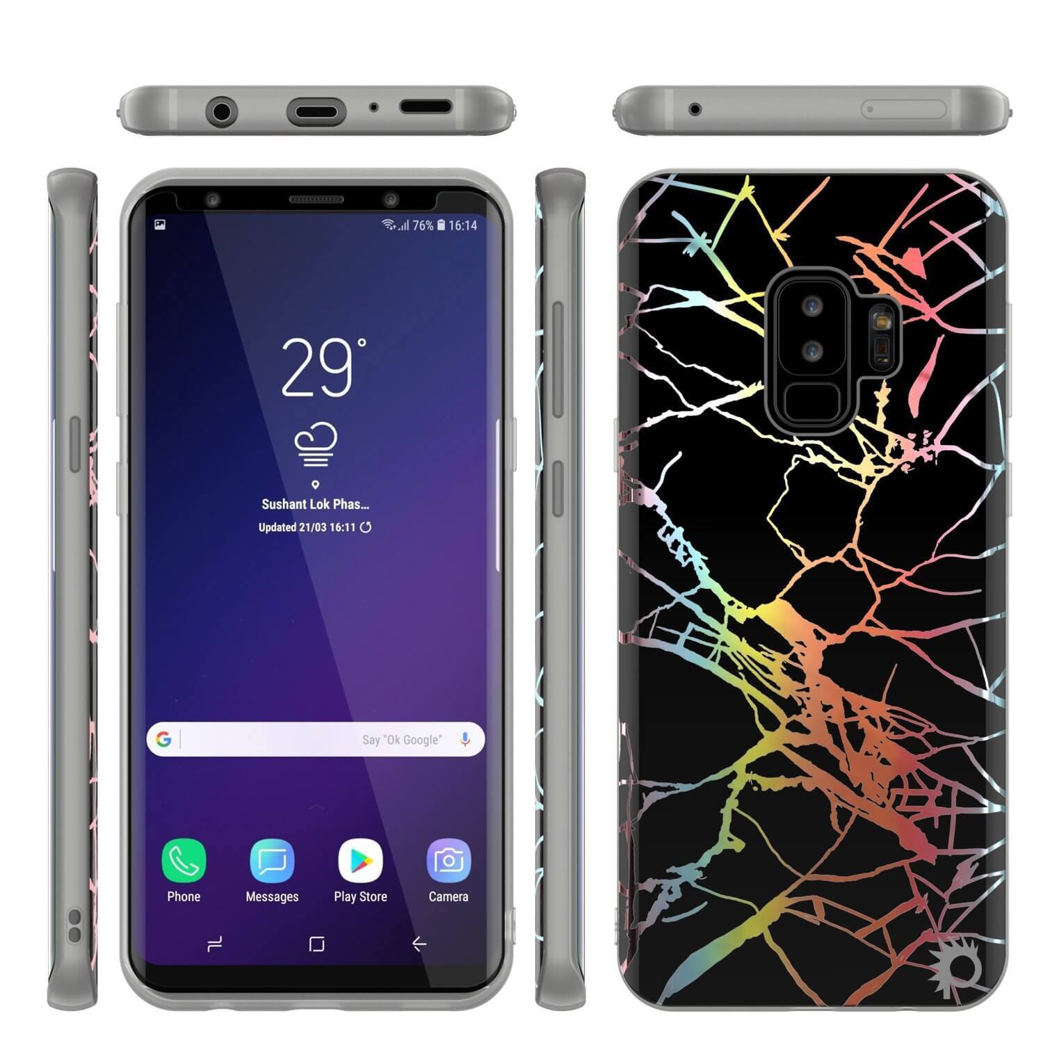 Punkcase Galaxy S9+ Marble Case, Protective Full Body Cover W/PunkShield Screen Protector (Black Mirage) - PunkCase NZ