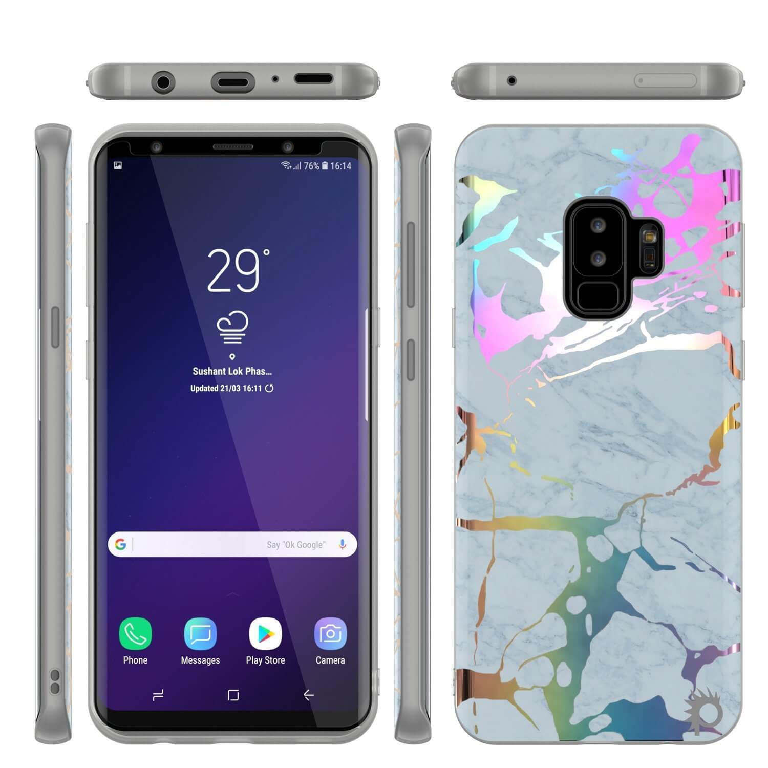 Punkcase Galaxy S9+ Marble Case, Protective Full Body Cover W/PunkShield Screen Protector (Blue Marmo) - PunkCase NZ