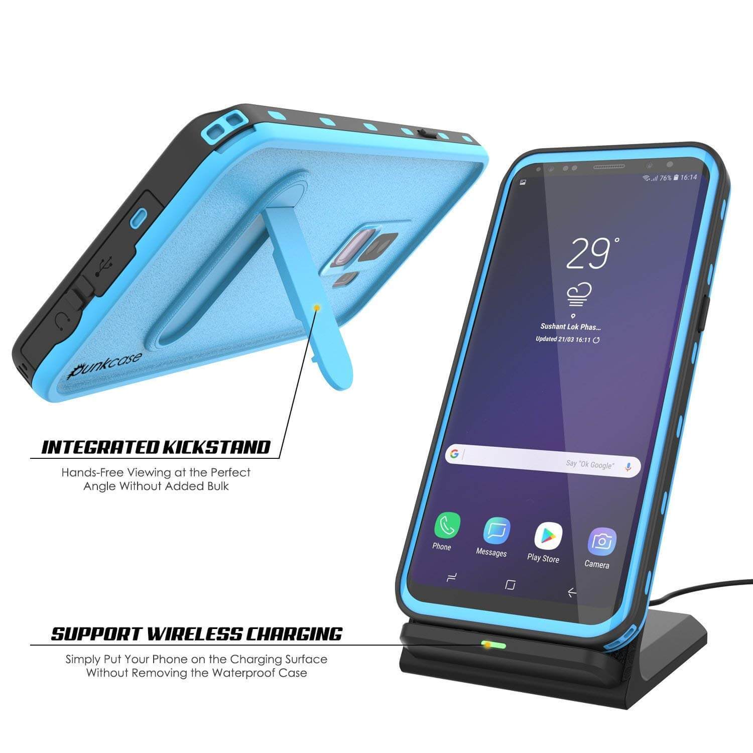 Galaxy S9 Plus Waterproof Case, Punkcase [KickStud Series] Armor Cover [LIGHT BLUE] - PunkCase NZ