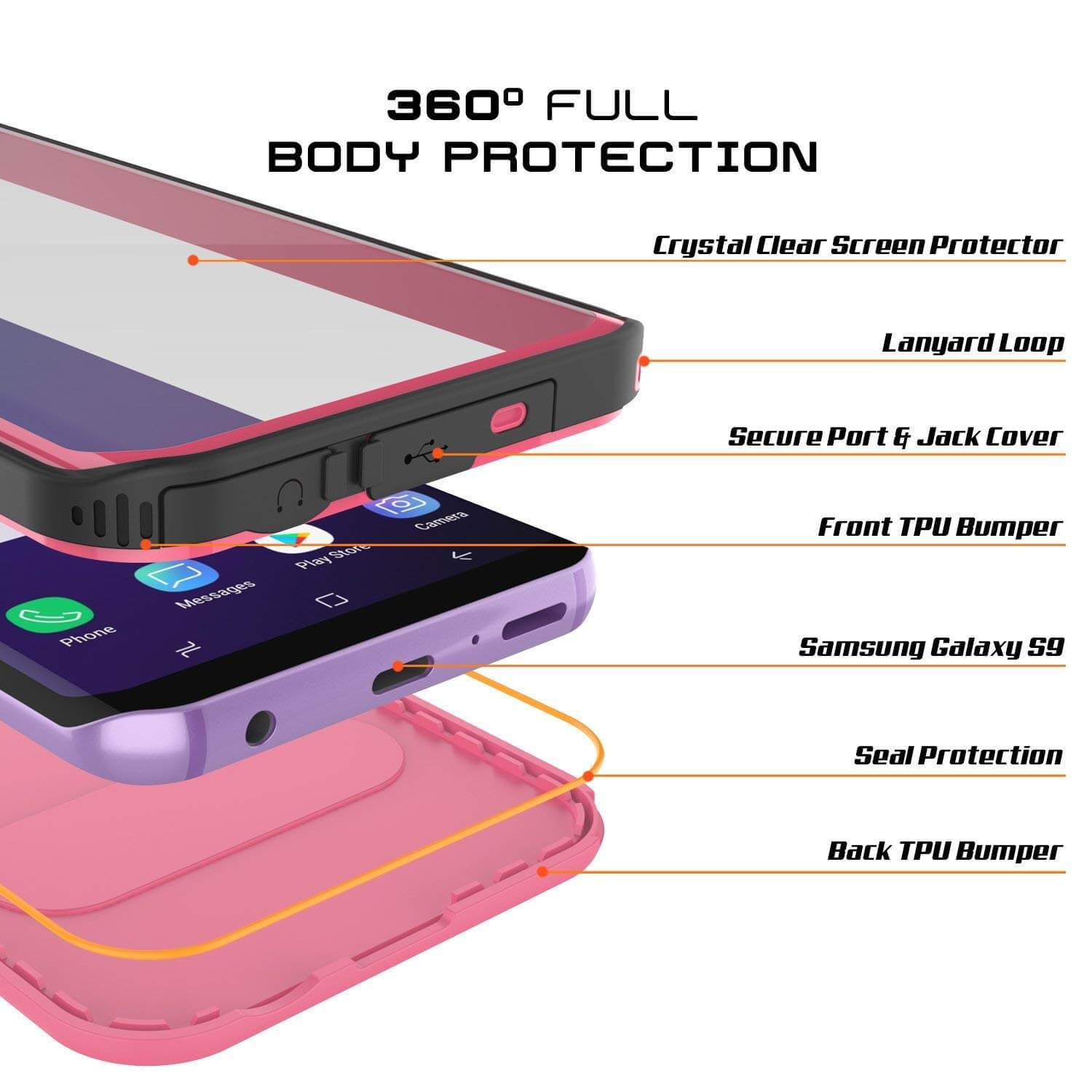 Galaxy S9 Plus Waterproof Case, Punkcase [KickStud Series] Armor Cover [PINK] - PunkCase NZ