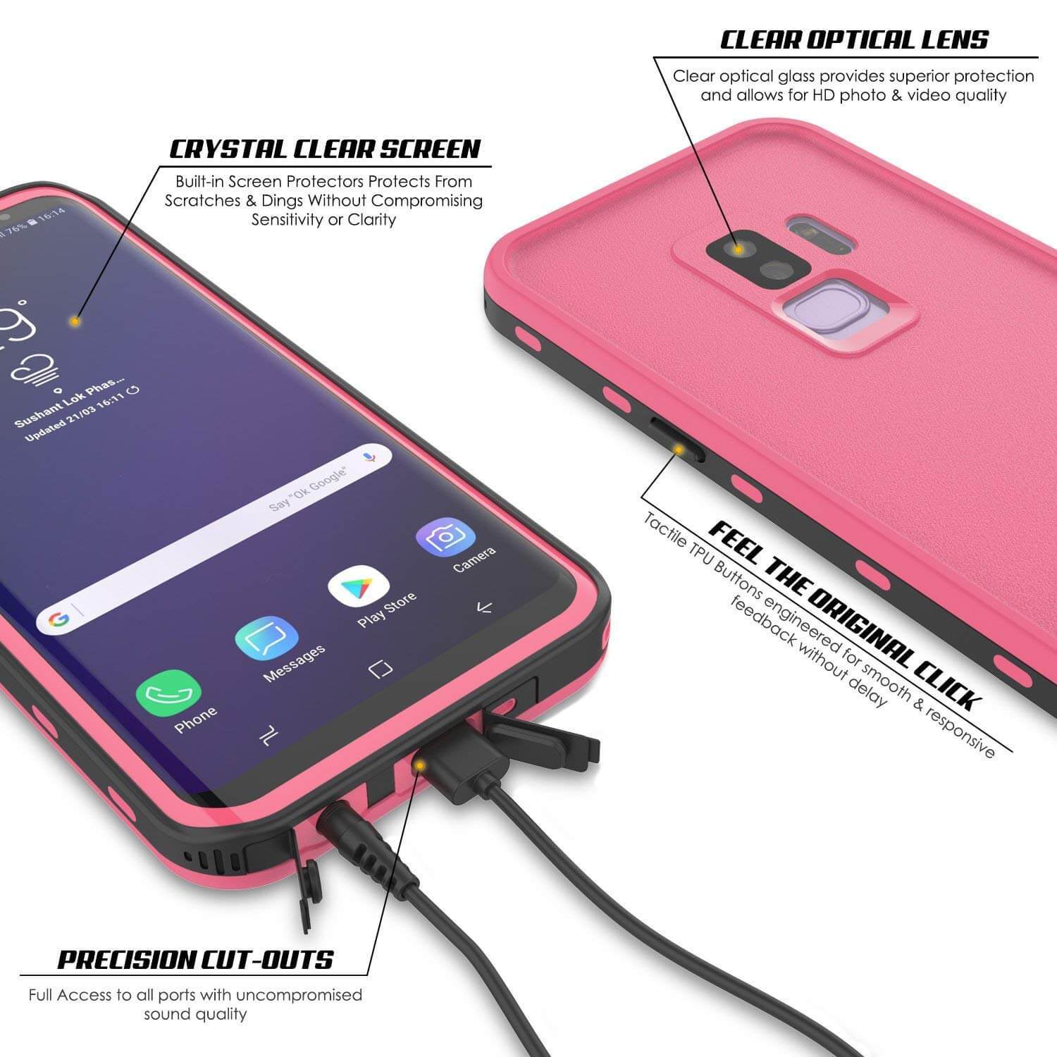Galaxy S9 Plus Waterproof Case, Punkcase [KickStud Series] Armor Cover [PINK] - PunkCase NZ