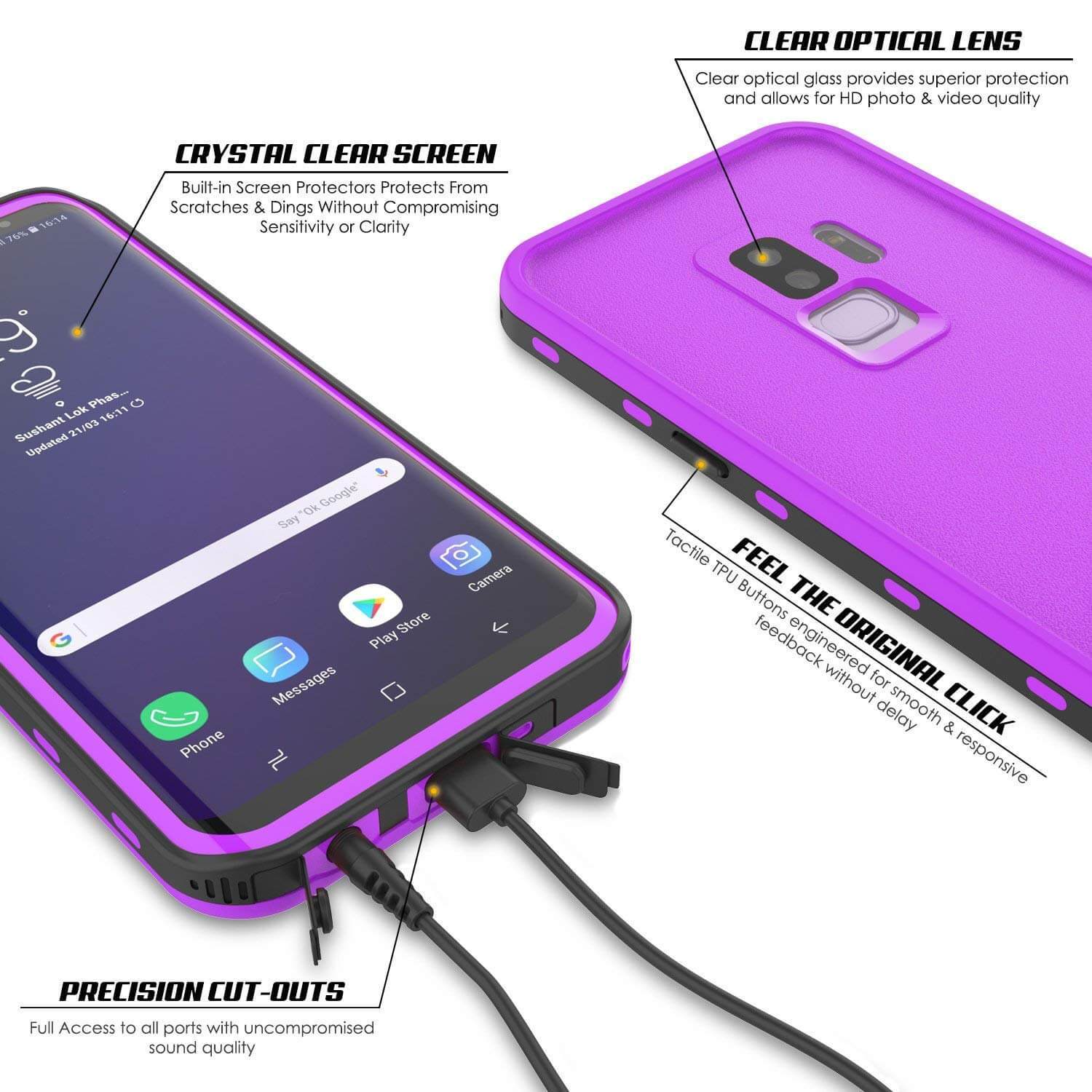 Galaxy S9 Plus Waterproof Case, Punkcase [KickStud Series] Armor Cover [PURPLE] - PunkCase NZ