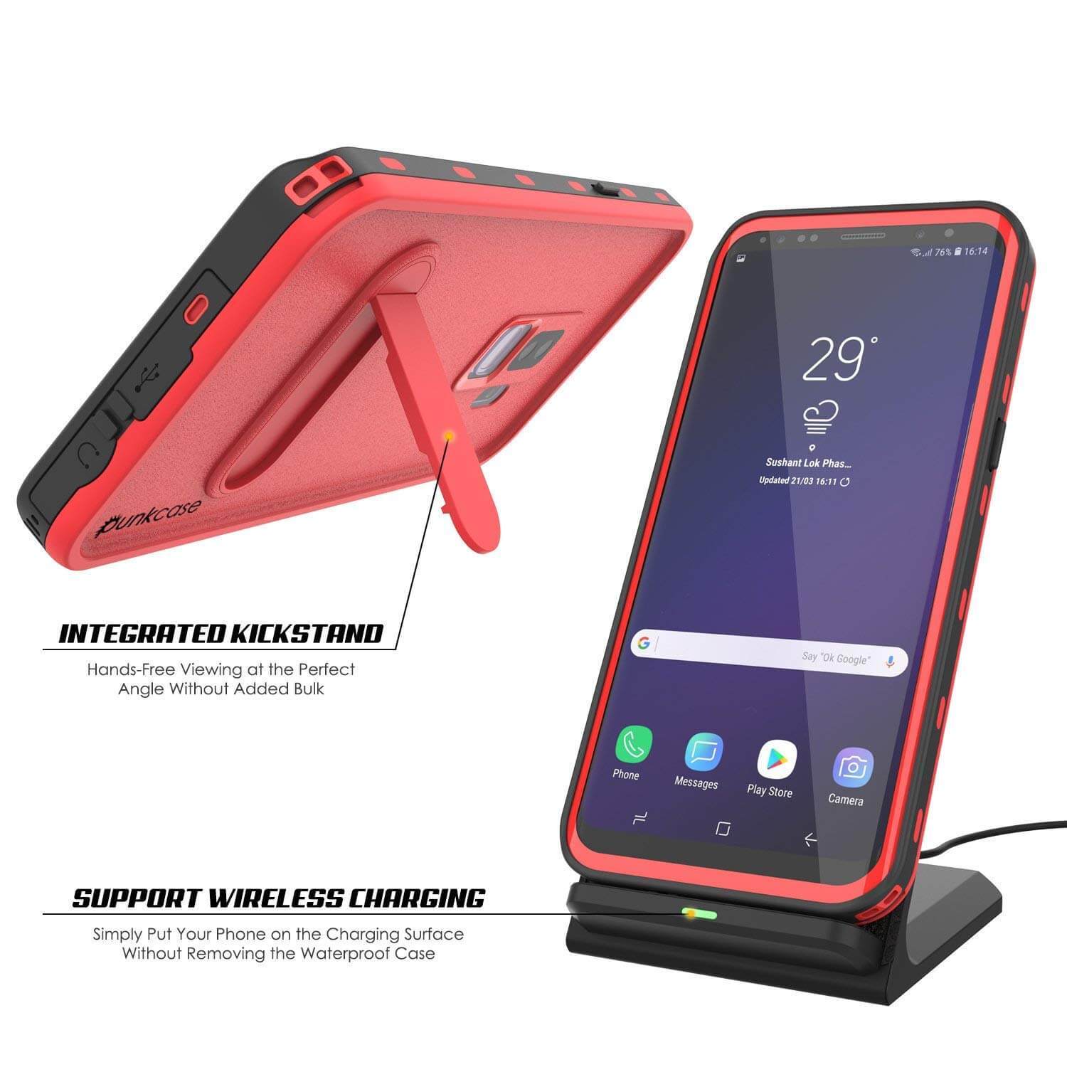 Galaxy S9 Plus Waterproof Case, Punkcase [KickStud Series] Armor Cover [RED] - PunkCase NZ