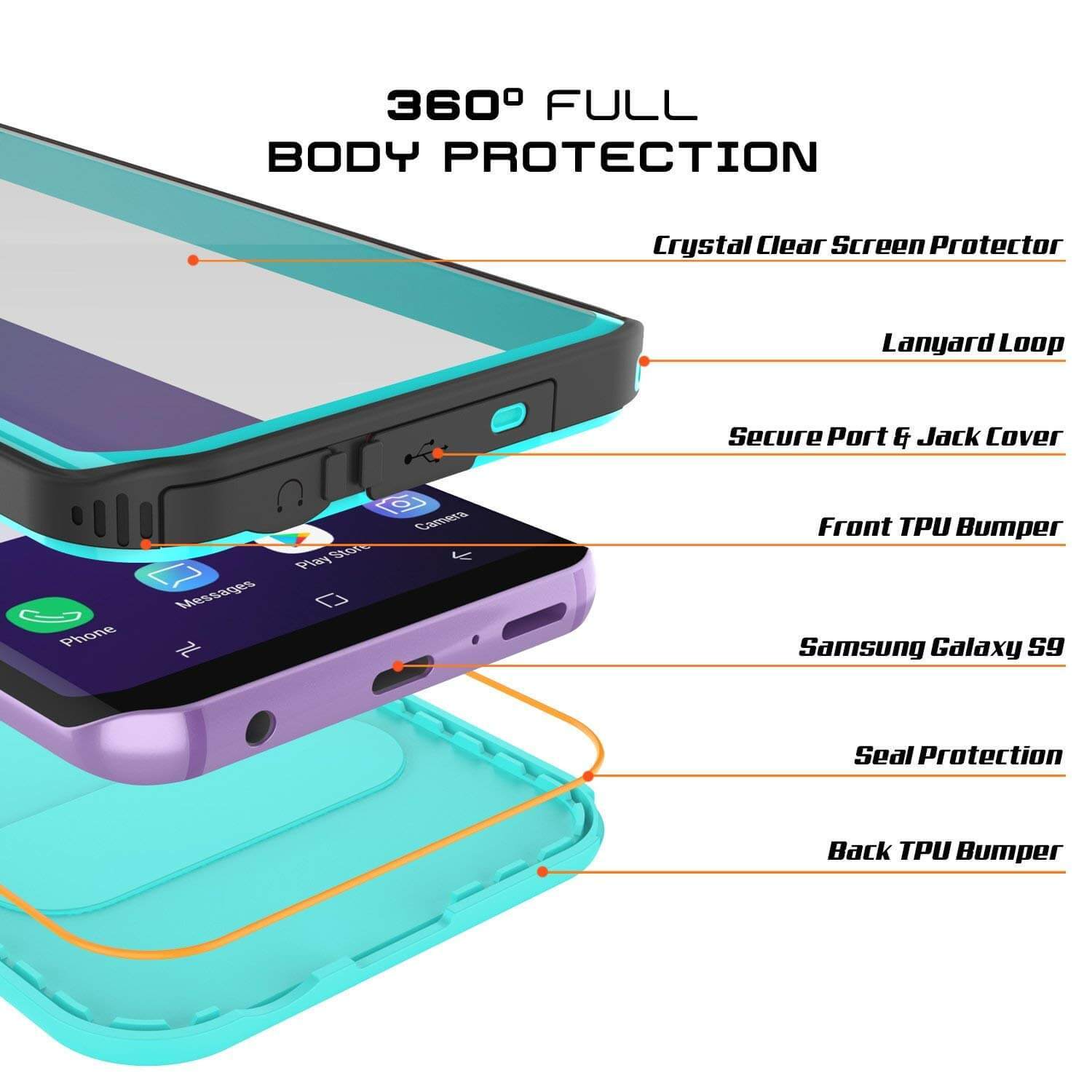 Galaxy S9 Plus Waterproof Case, Punkcase [KickStud Series] Armor Cover [TEAL] - PunkCase NZ
