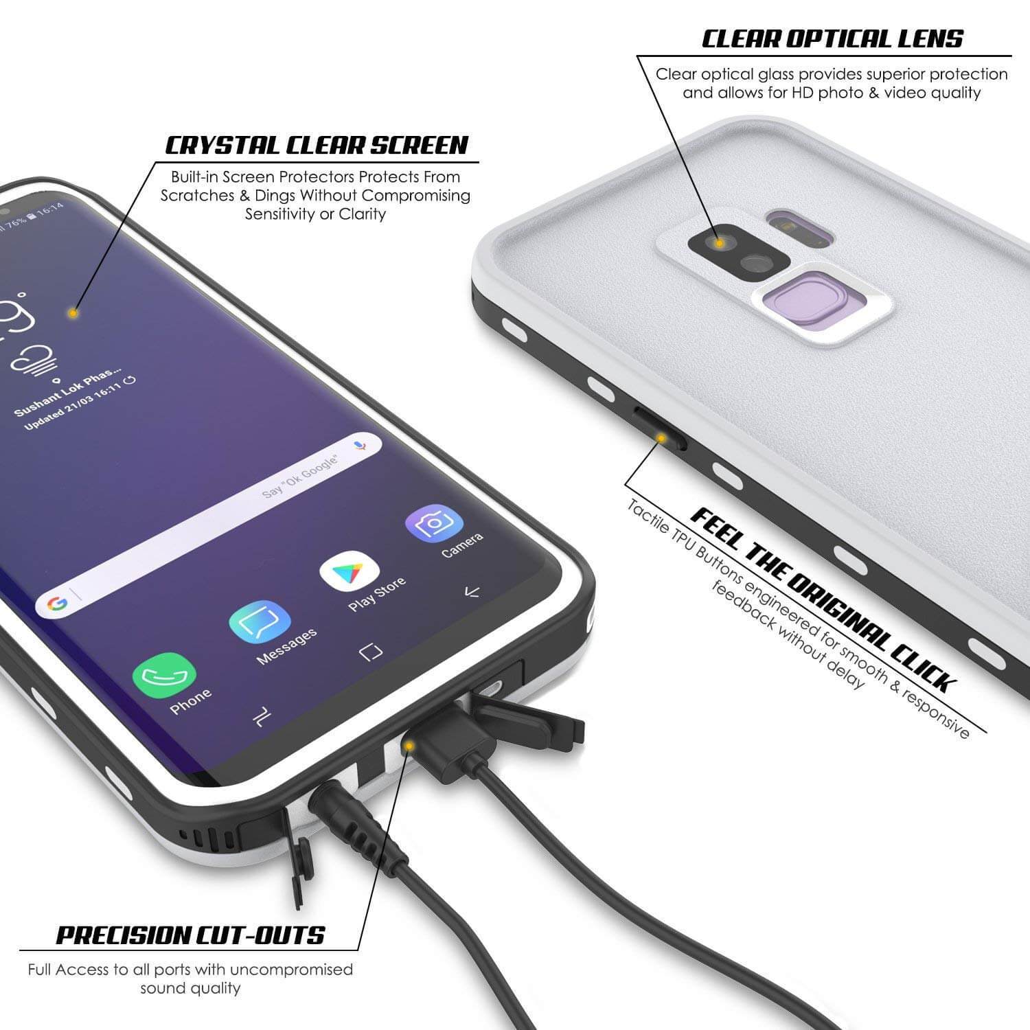 Galaxy S9 Plus Waterproof Case, Punkcase [KickStud Series] Armor Cover [WHITE] - PunkCase NZ