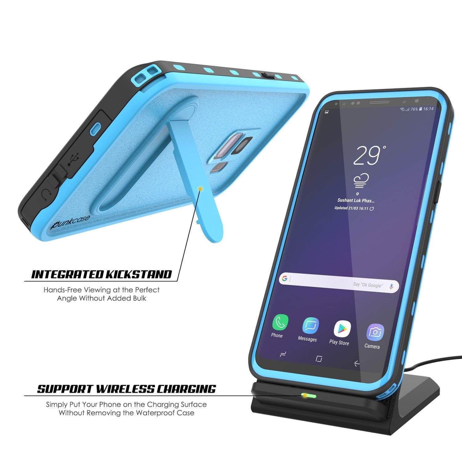 Galaxy S9 Waterproof Case, Punkcase [KickStud Series] Armor Cover [LIGHT BLUE] - PunkCase NZ