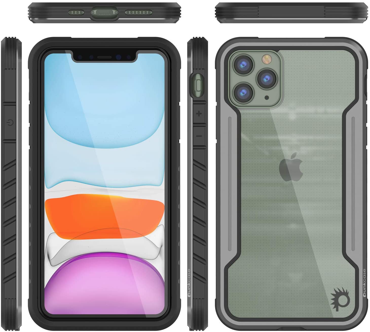 Punkcase iPhone 11 Pro ravenger Case Protective Military Grade Multilayer Cover [Grey-Black]
