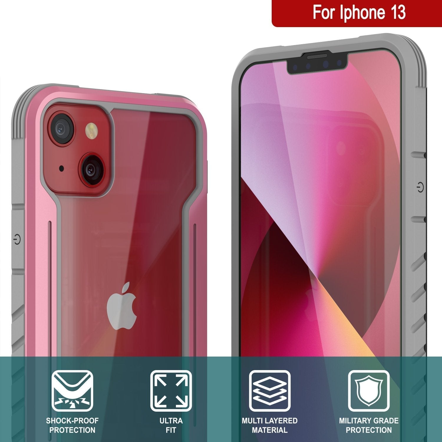 Punkcase iPhone 13 ravenger Case Protective Military Grade Multilayer Cover [Rose-Gold]