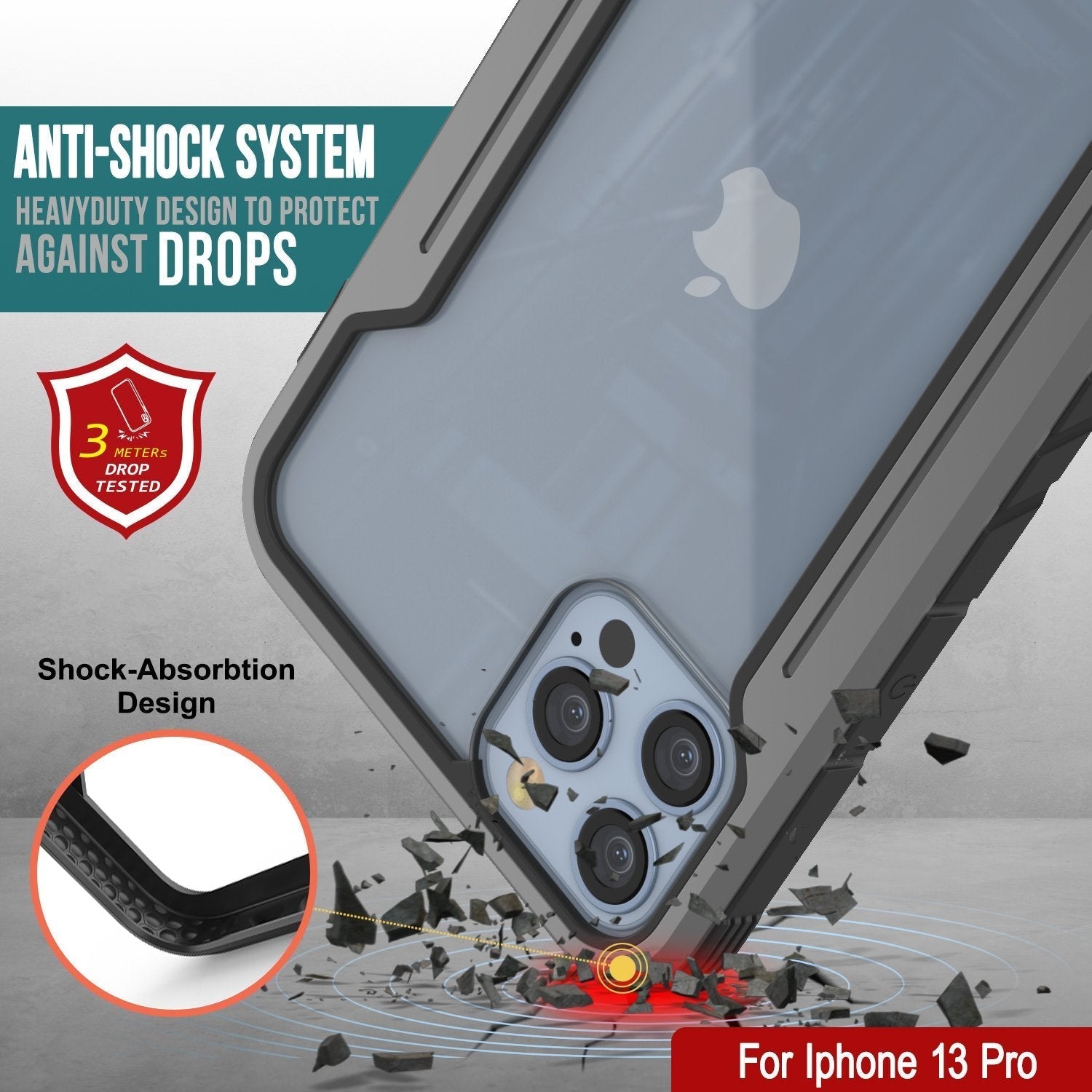 Punkcase iPhone 14 Pro Ravenger MAG Defense Case Protective Military Grade Multilayer Cover [Grey-Black]