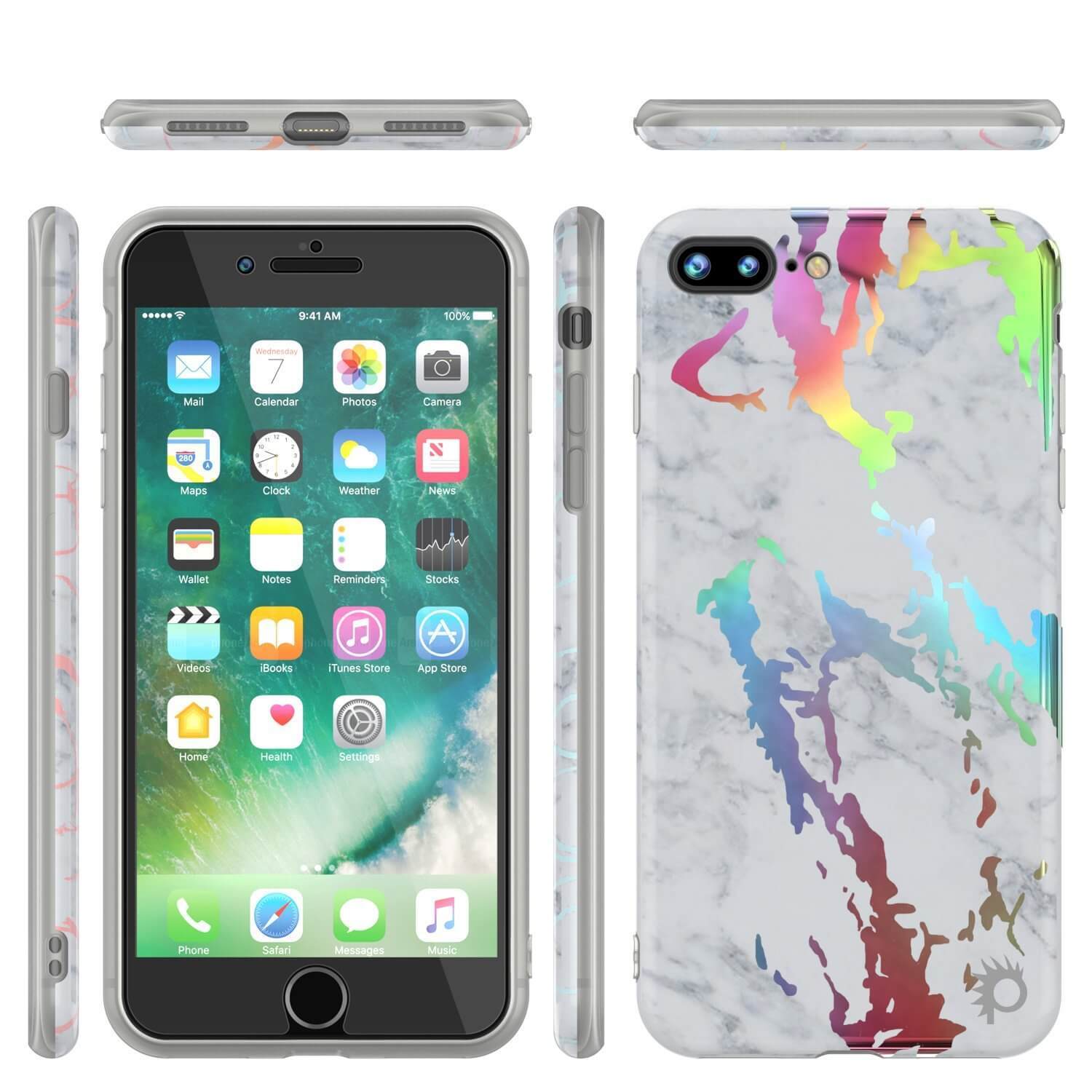 Punkcase iPhone 8+ / 7+ Plus Marble Case, Protective Full Body Cover W/9H Tempered Glass Screen Protector (Blanco Marmo) - PunkCase NZ