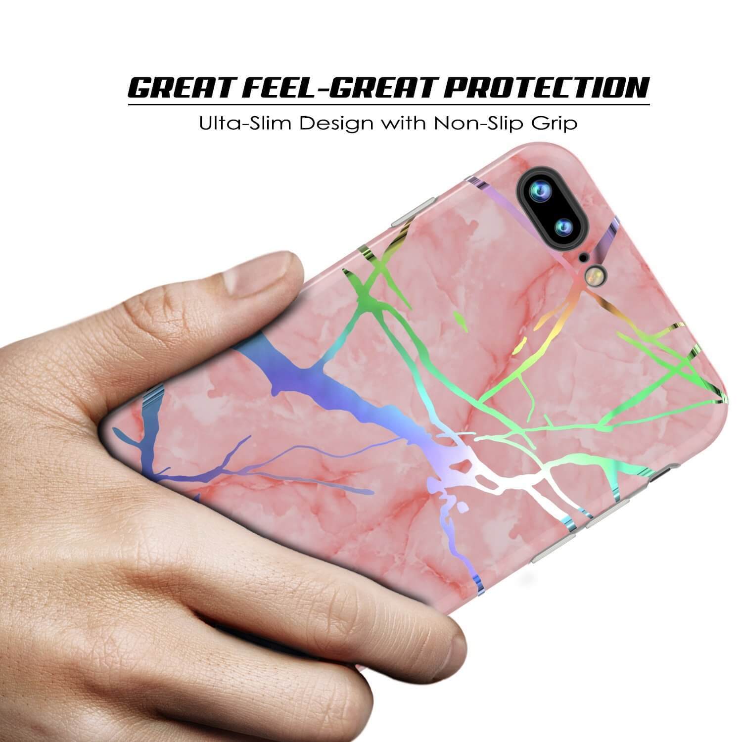Punkcase iPhone 8+ / 7+ Plus Marble Case, Protective Full Body Cover W/9H Tempered Glass Screen Protector (Rose Mirage) - PunkCase NZ