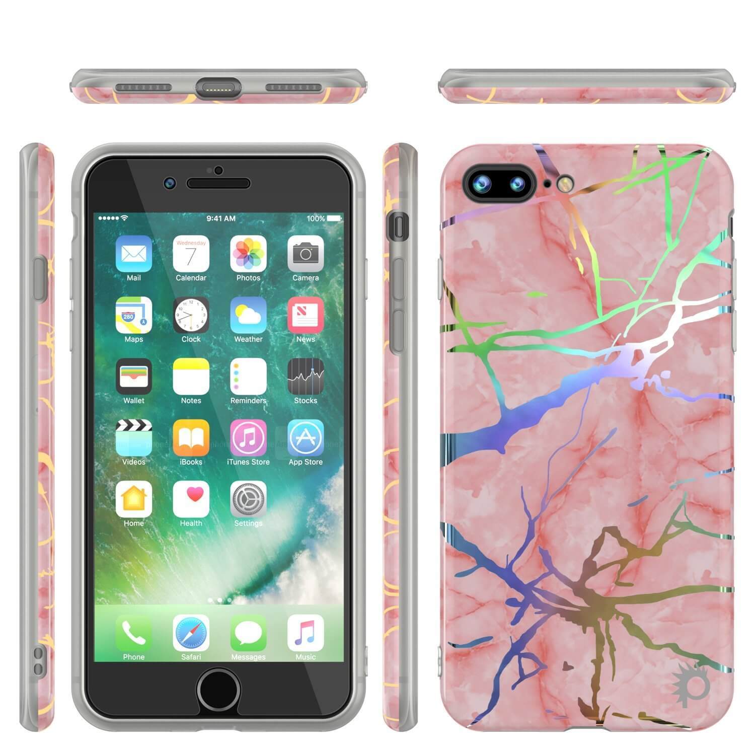 Punkcase iPhone 8+ / 7+ Plus Marble Case, Protective Full Body Cover W/9H Tempered Glass Screen Protector (Rose Mirage) - PunkCase NZ