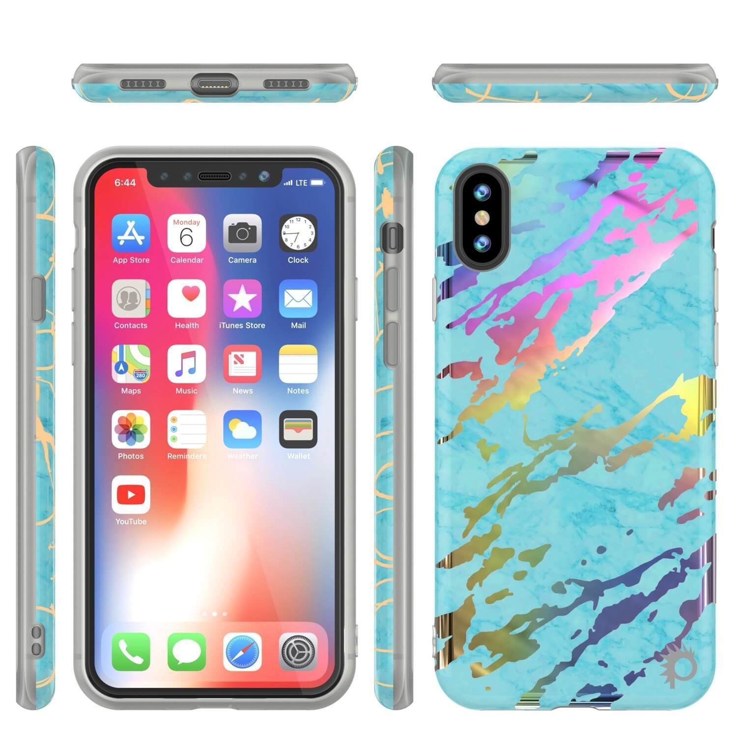 Punkcase iPhone X Marble Case, Protective Full Body Cover W/9H Tempered Glass Screen Protector (Teal Onyx) - PunkCase NZ