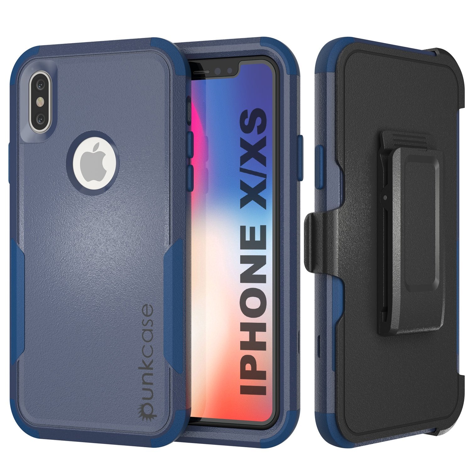 Punkcase for iPhone XS Belt Clip Multilayer Holster Case [Patron Series] [Navy]