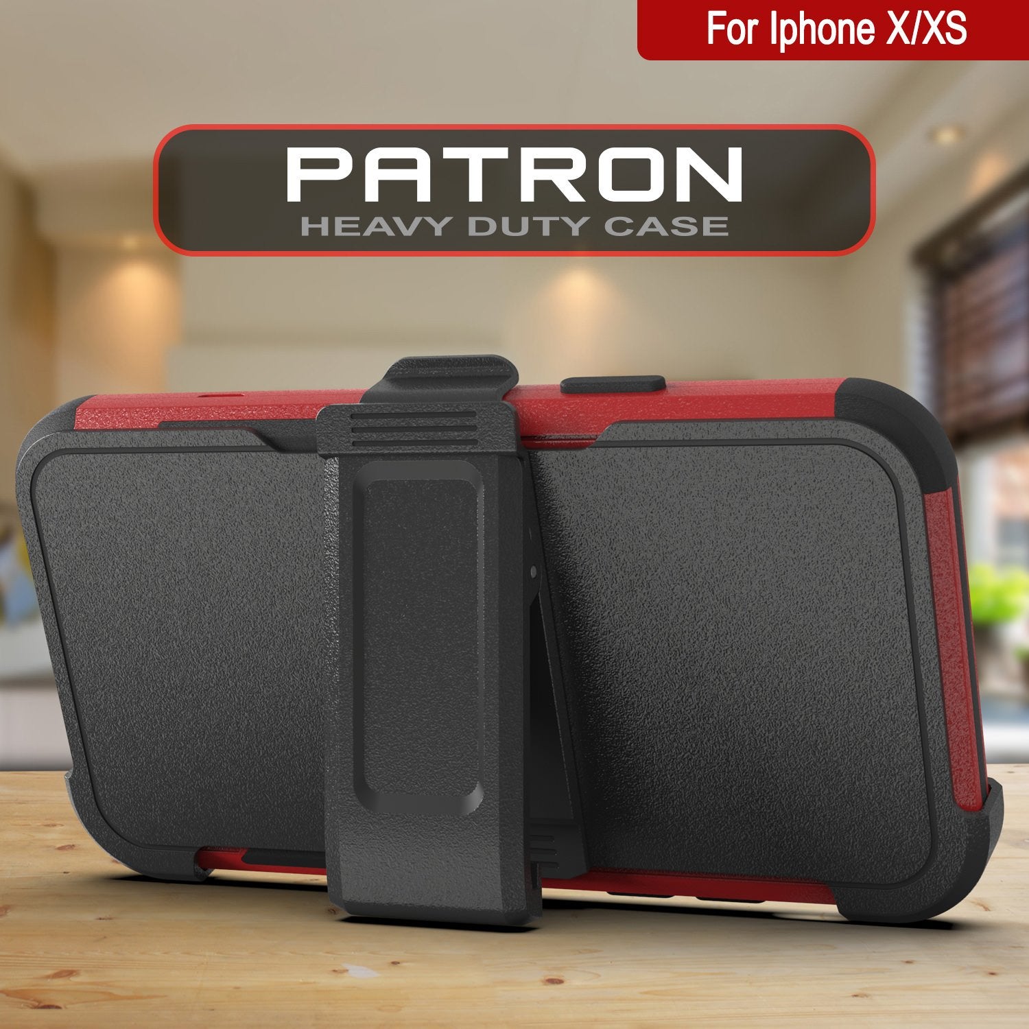 Punkcase for iPhone X Belt Clip Multilayer Holster Case [Patron Series] [Red-Black]