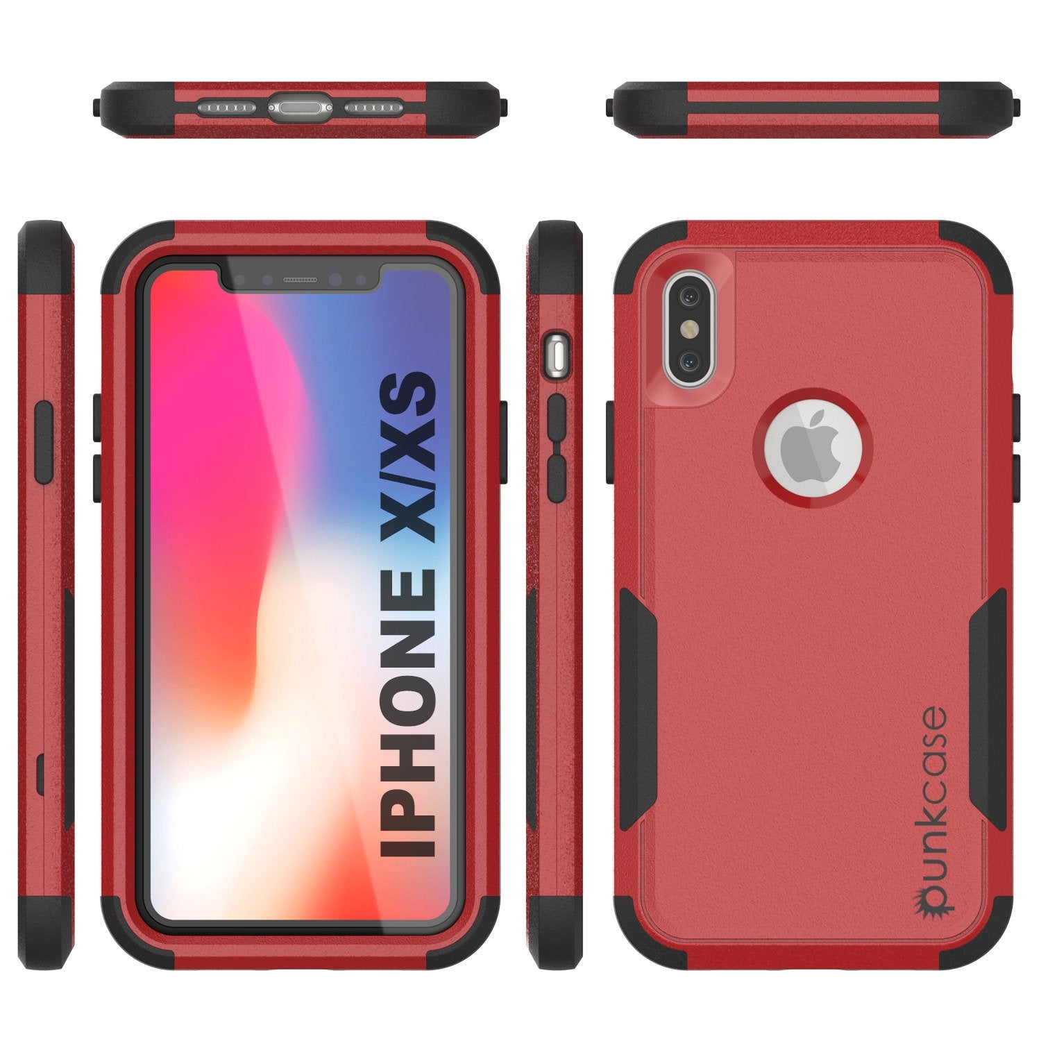 Punkcase for iPhone X Belt Clip Multilayer Holster Case [Patron Series] [Red-Black]