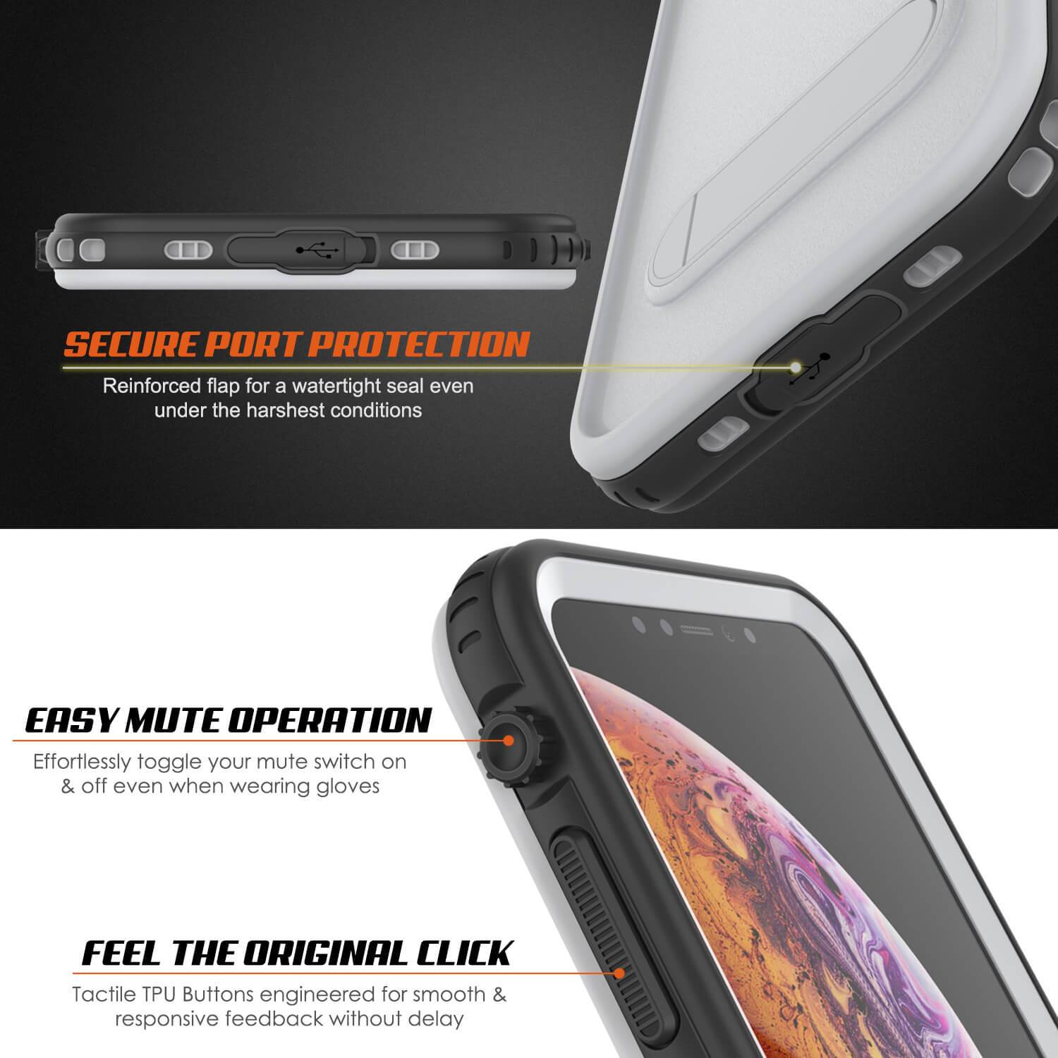 iPhone XS Max Waterproof Case, Punkcase [KickStud Series] Armor Cover [White] - PunkCase NZ