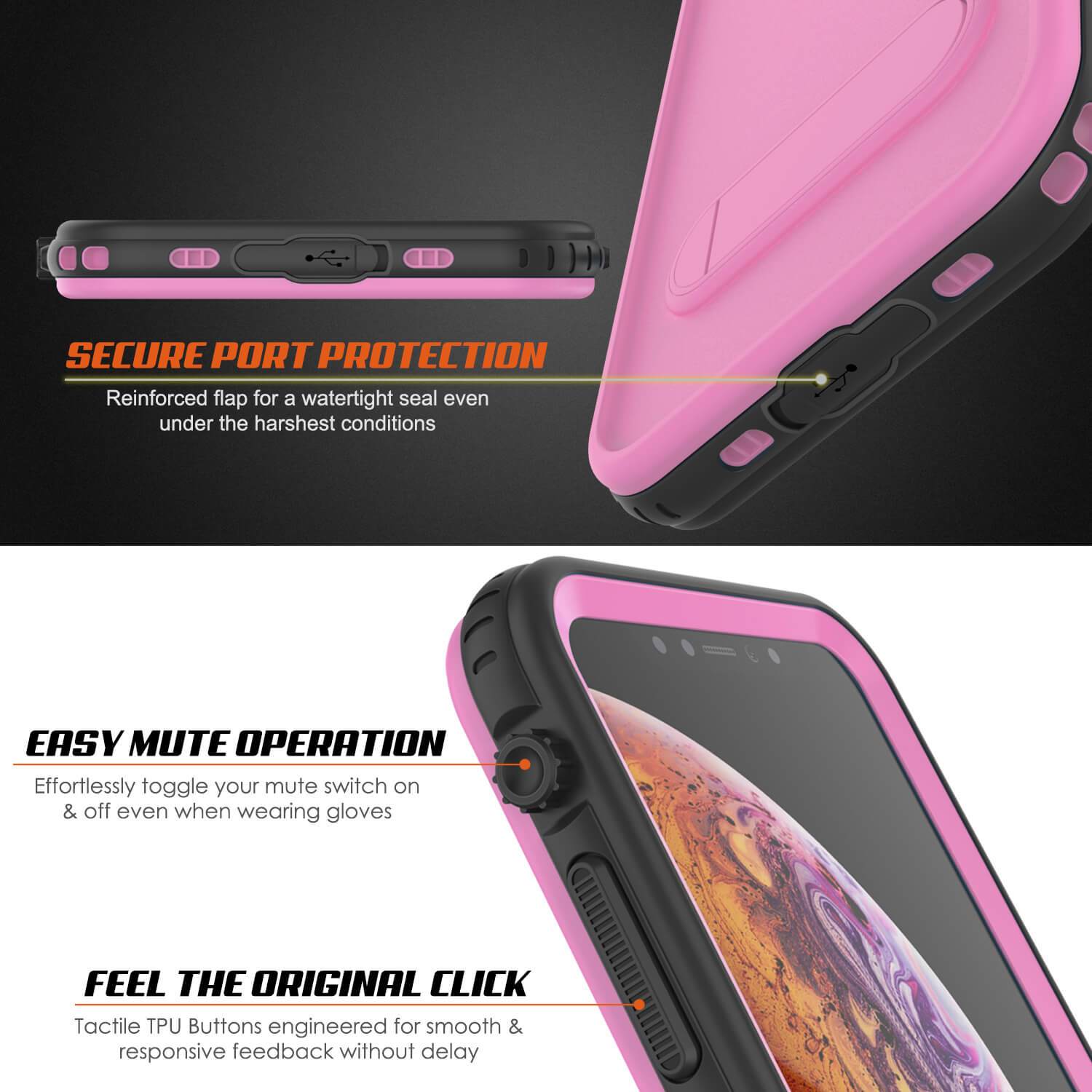 iPhone XS Waterproof Case, Punkcase [KickStud Series] Armor Cover [Pink] - PunkCase NZ