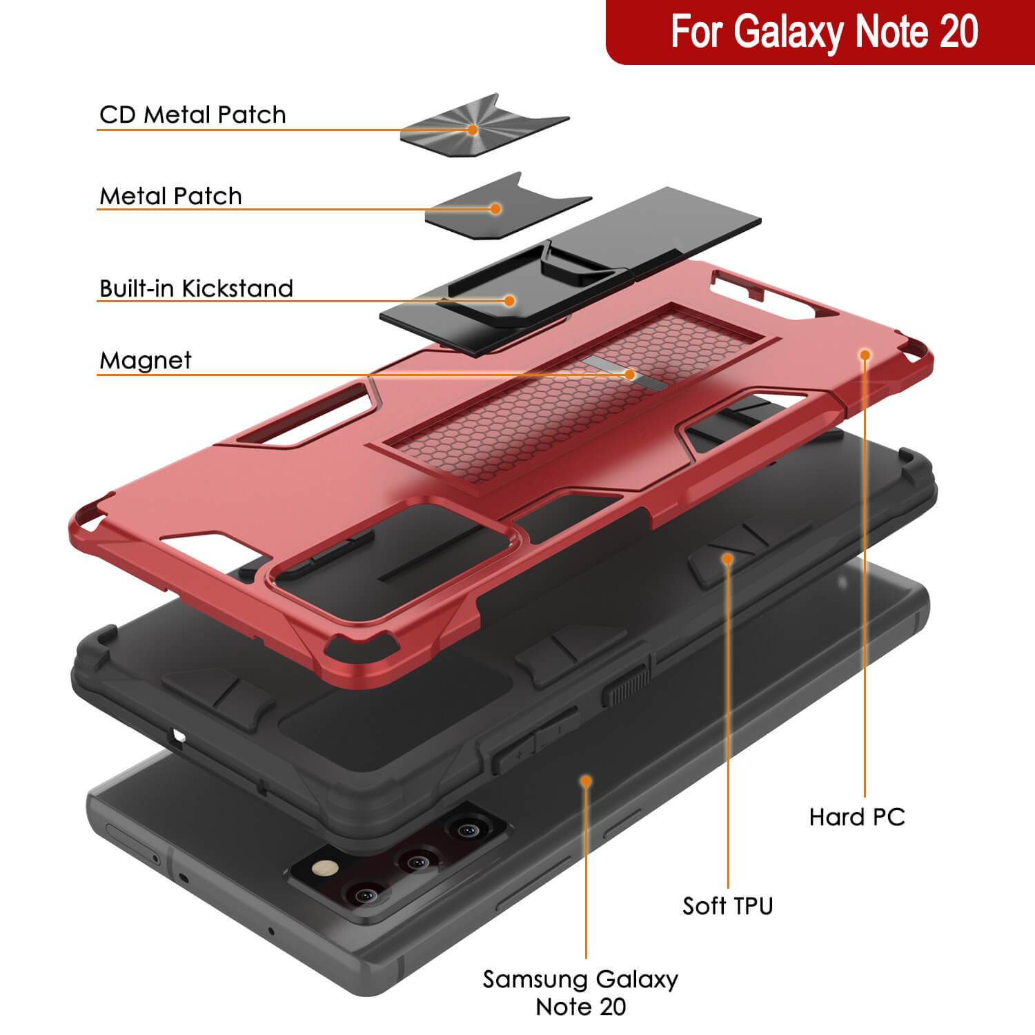 Punkcase Note 20 Case [ArmorShield Series] Military Style Protective Dual Layer Case Red