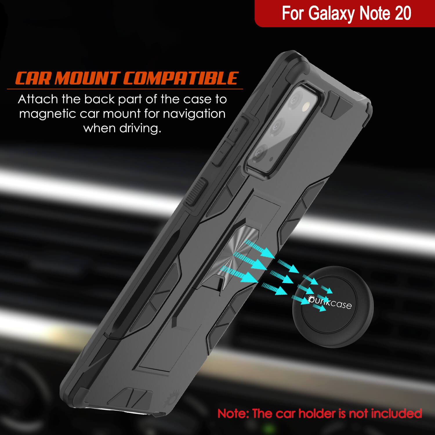 Punkcase Note 20 Case [ArmorShield Series] Military Style Protective Dual Layer Case Black